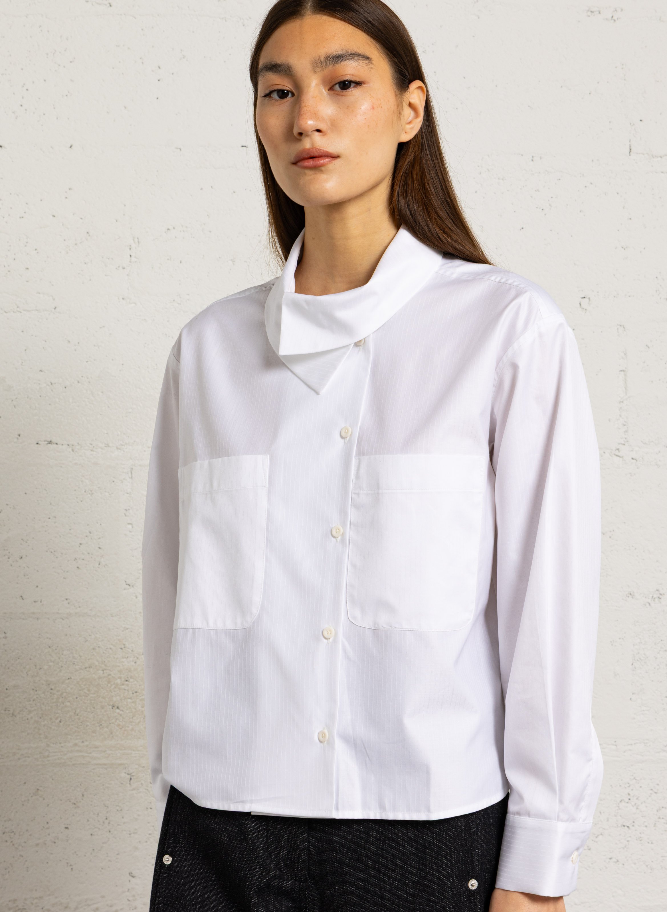 Chemise rayée à col asymétrique MARGAUX LONNBERG