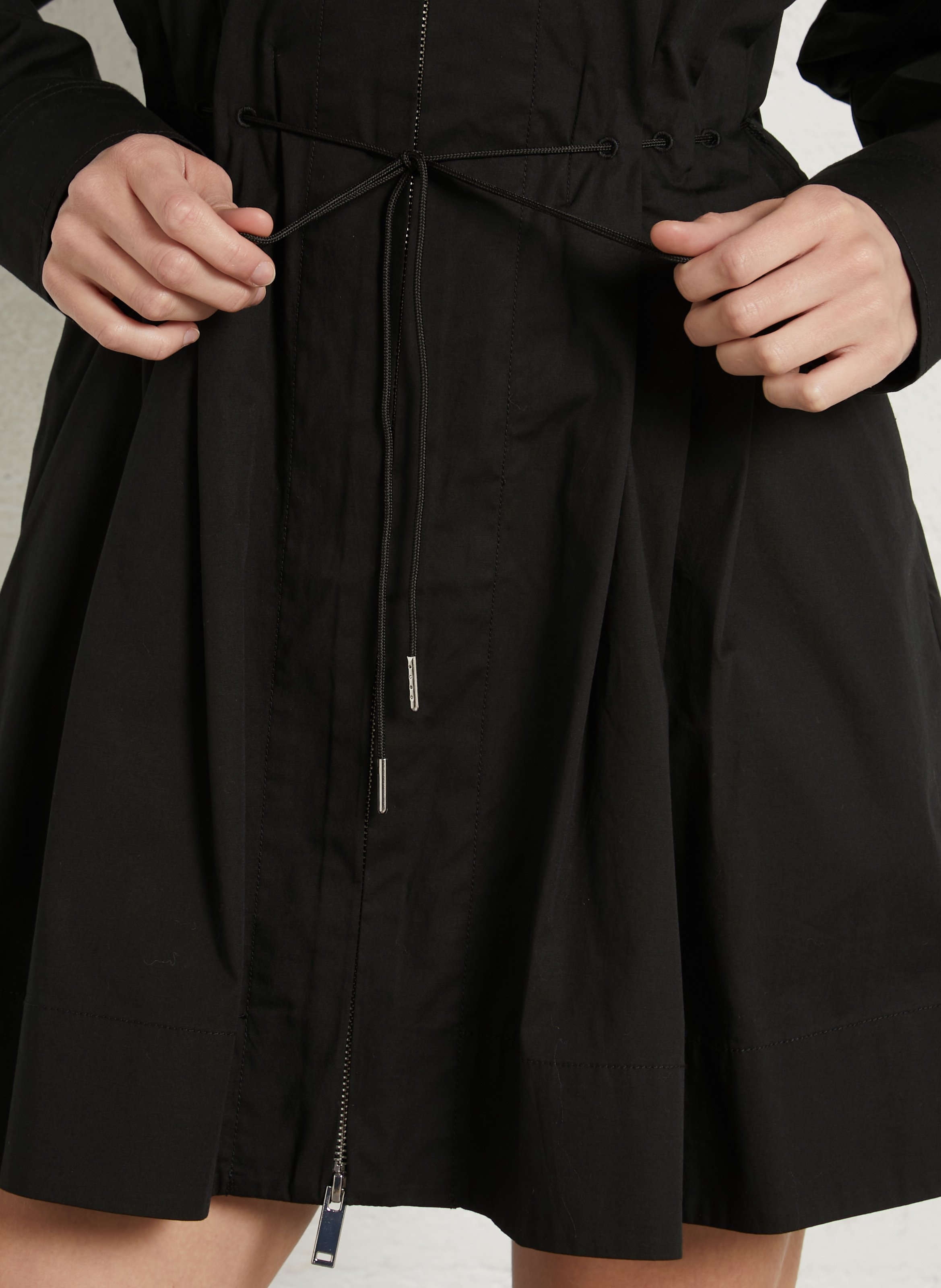 Short stretch cotton dress with classic collar STAUD Black