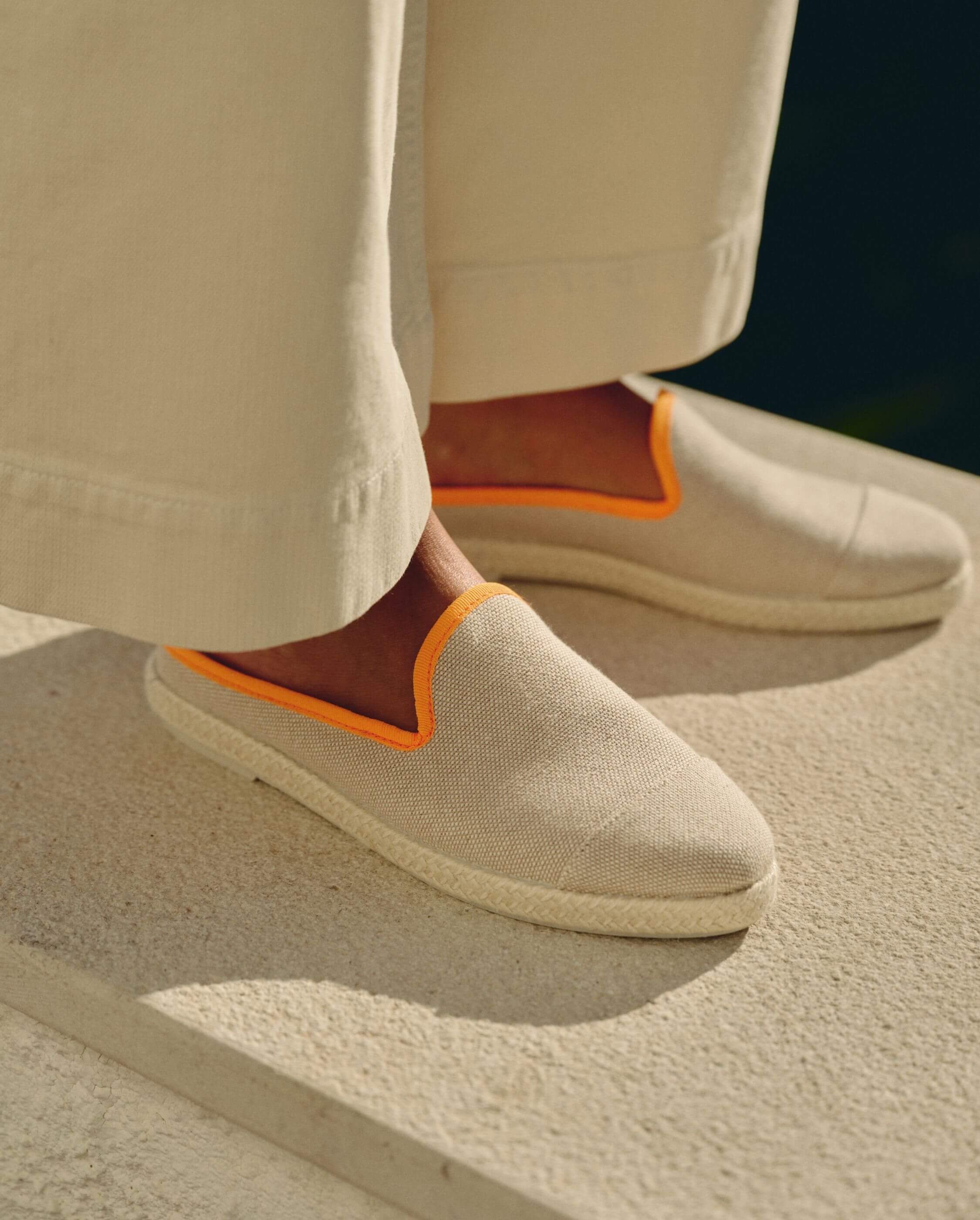 Women's mule SOCOA, beige cotton with neon orange ANGARDE Beige