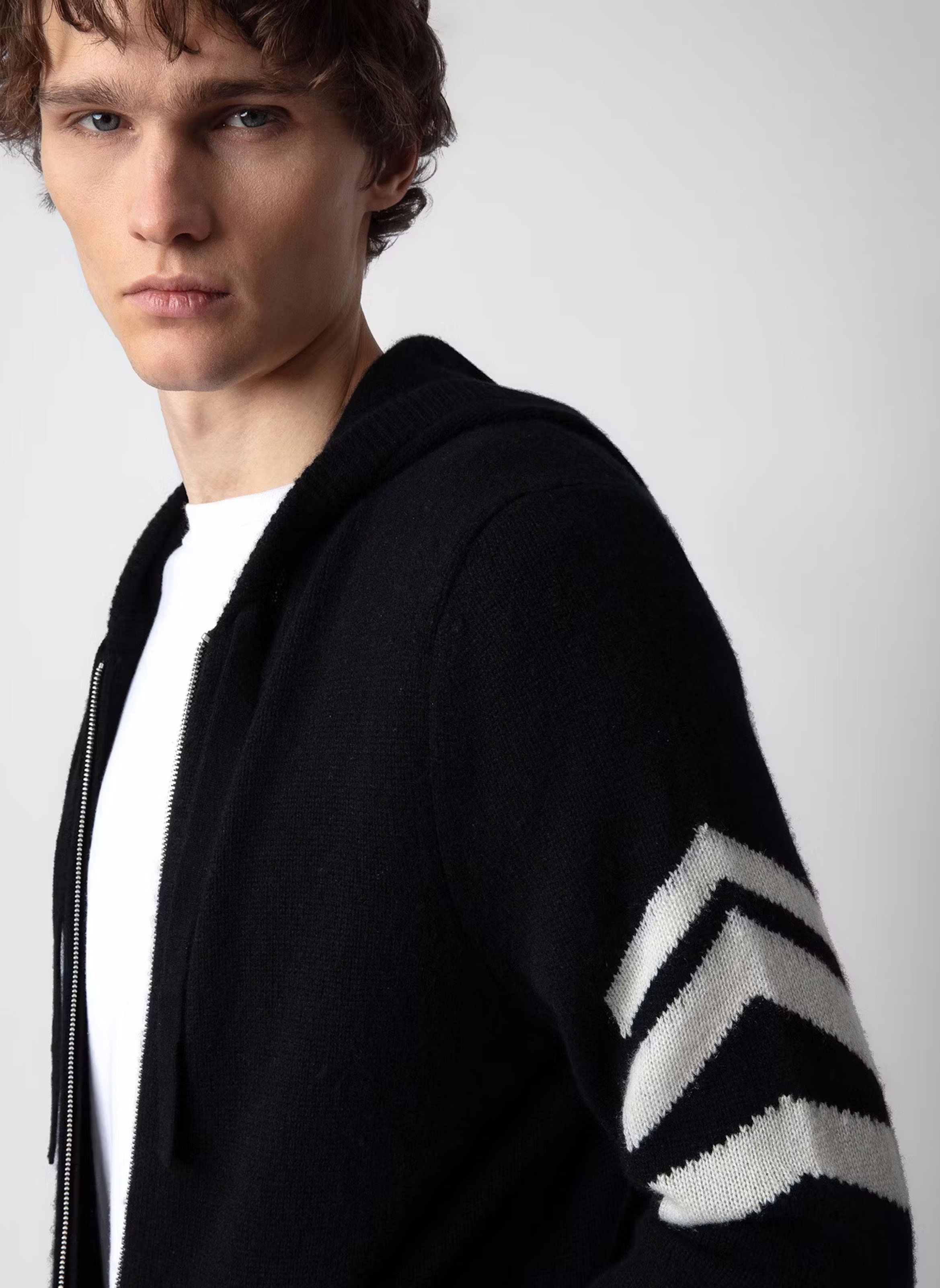 Reißverschluss-Strickjacke mit Kapuze aus Kaschmir ZADIG&VOLTAIRE Schwarz