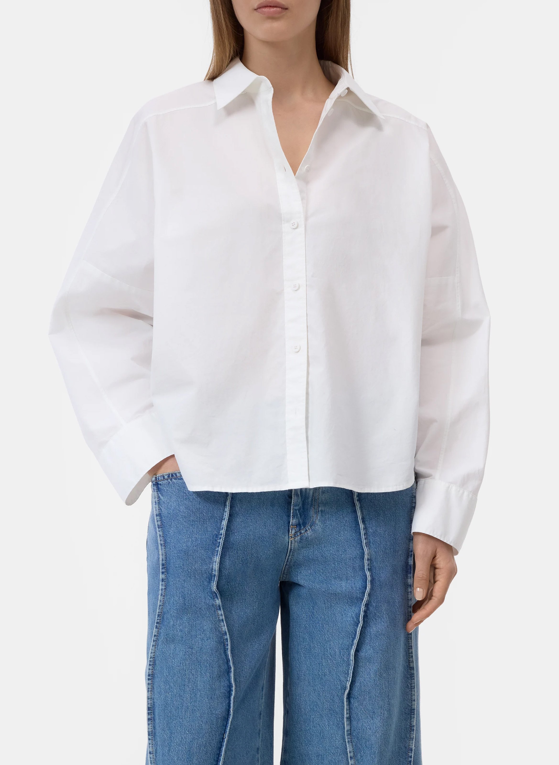 Oversized cotton shirt with classic collar CLOSED White