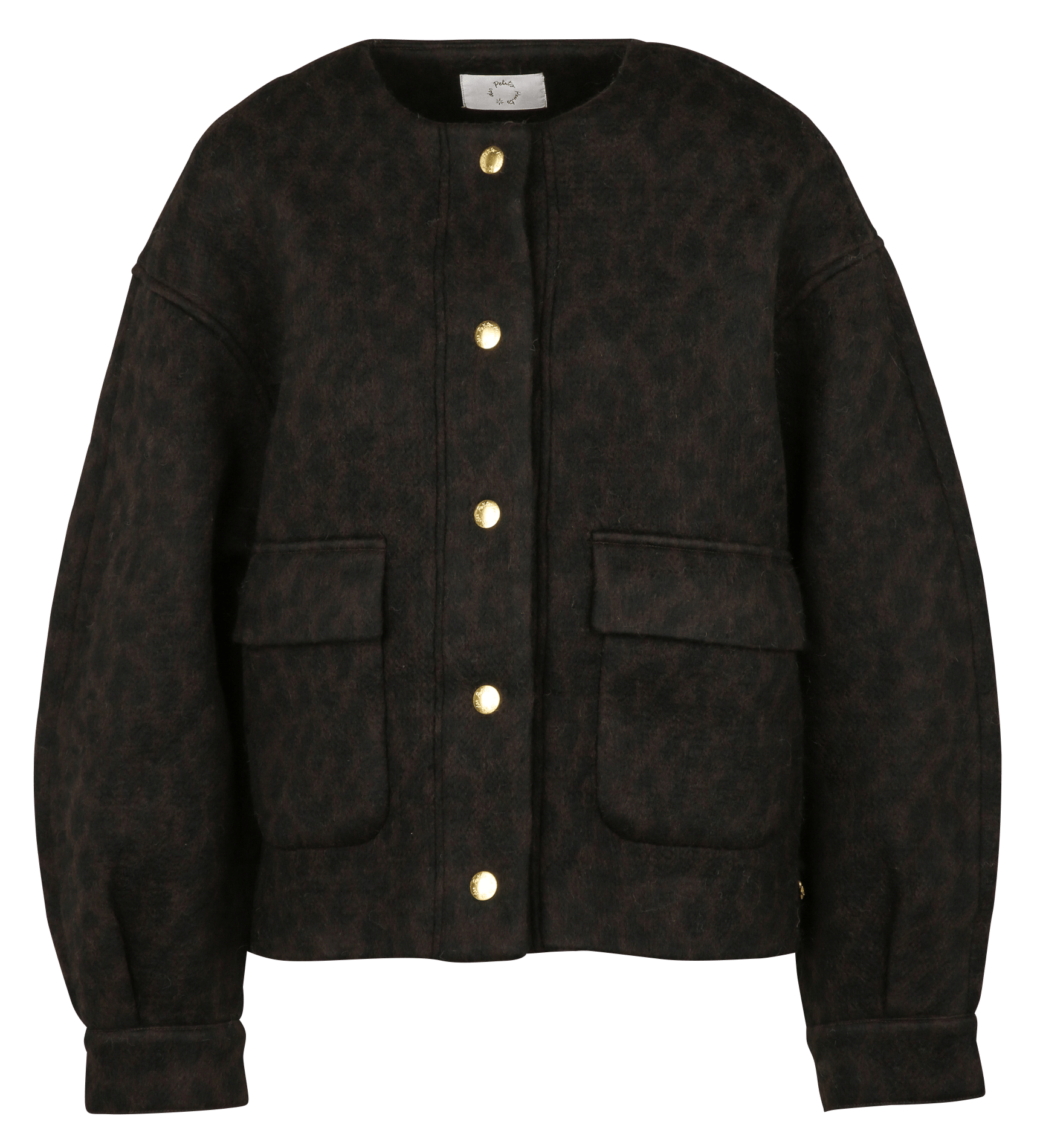 Oversized leopard print jacket DES PETITS HAUTS Brown