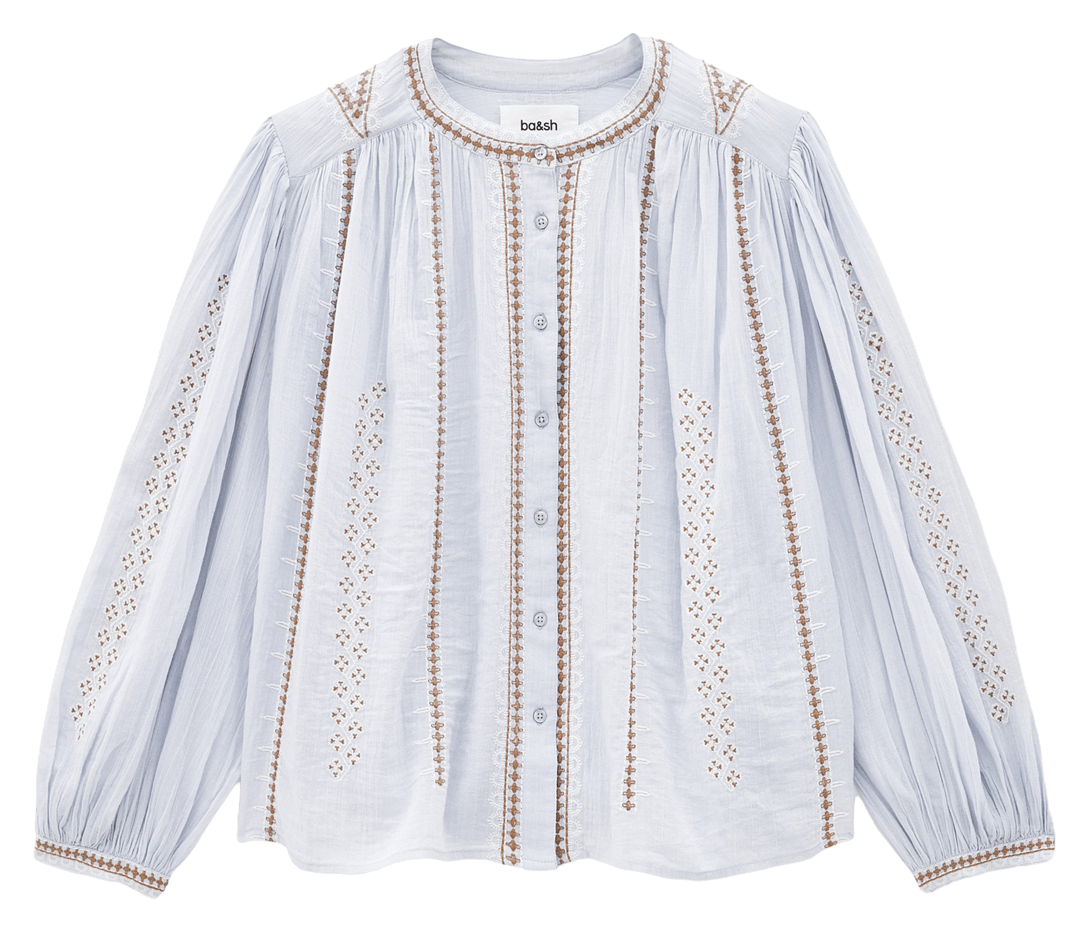 Oversized ronde hals blouse in geborduurd katoen BA&SH Blauw
