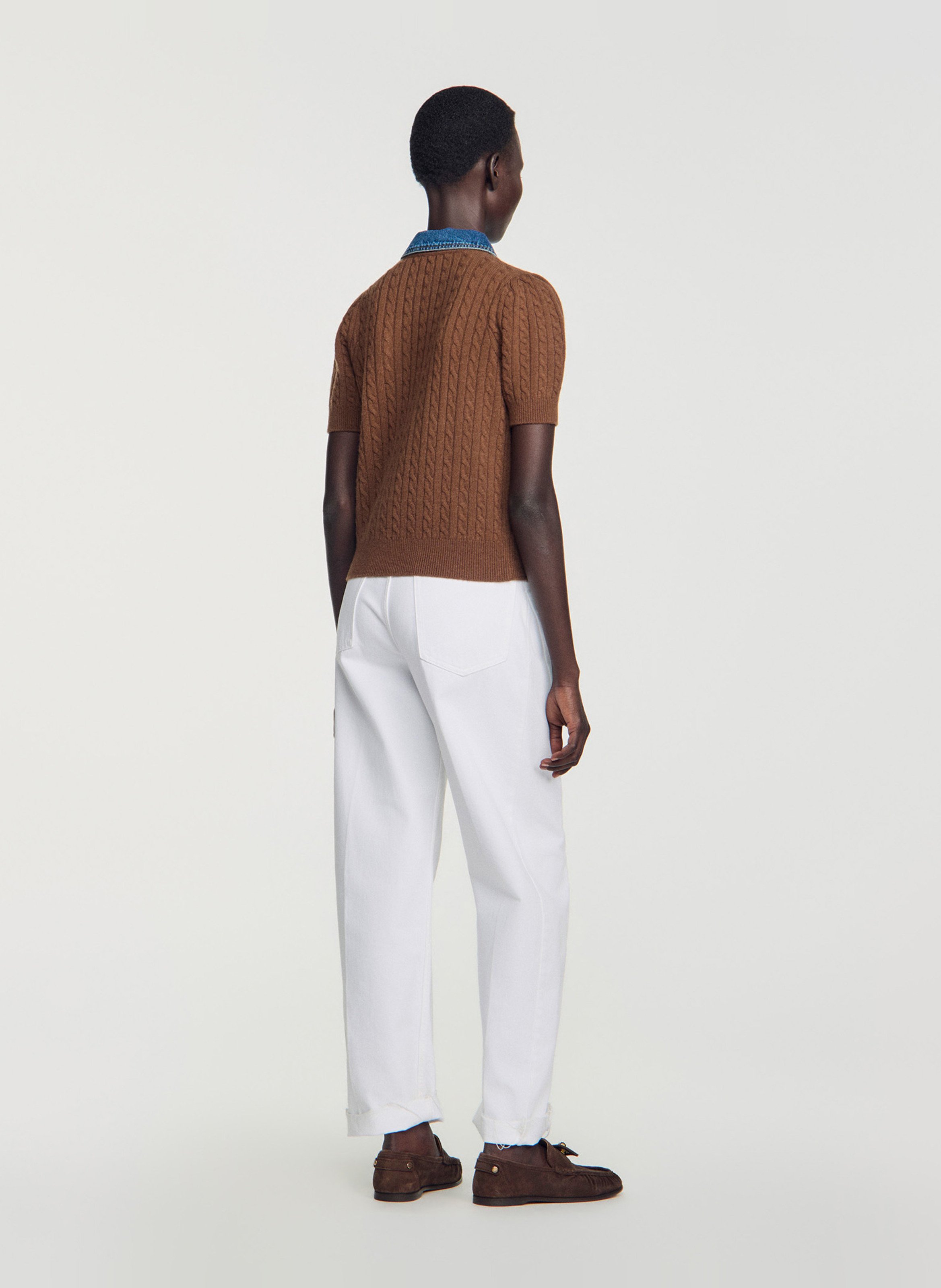 Cardigan droit en laine mélangée SANDRO Marron