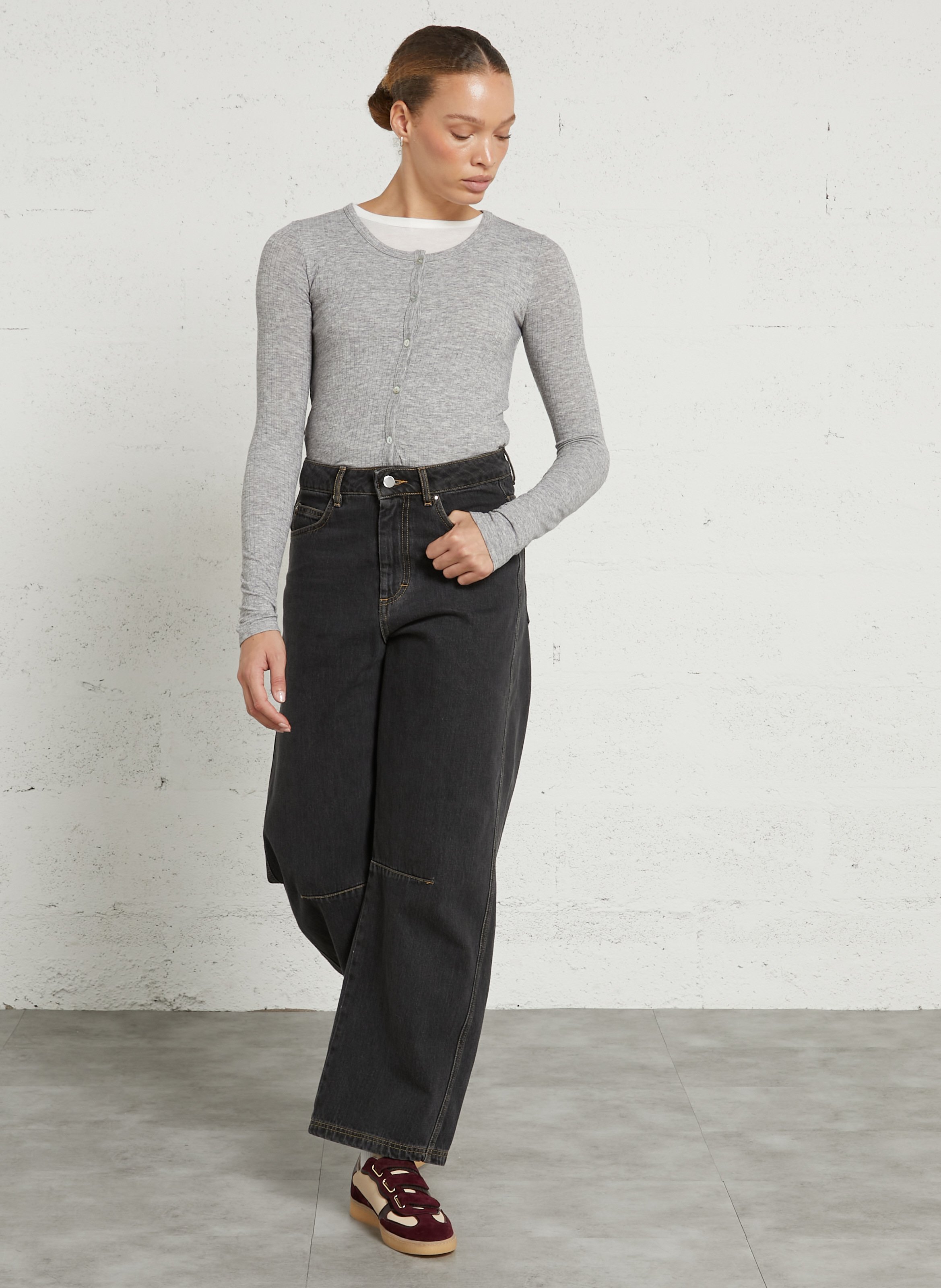 Gilet double encolure à manches longues HOD PARIS Gris