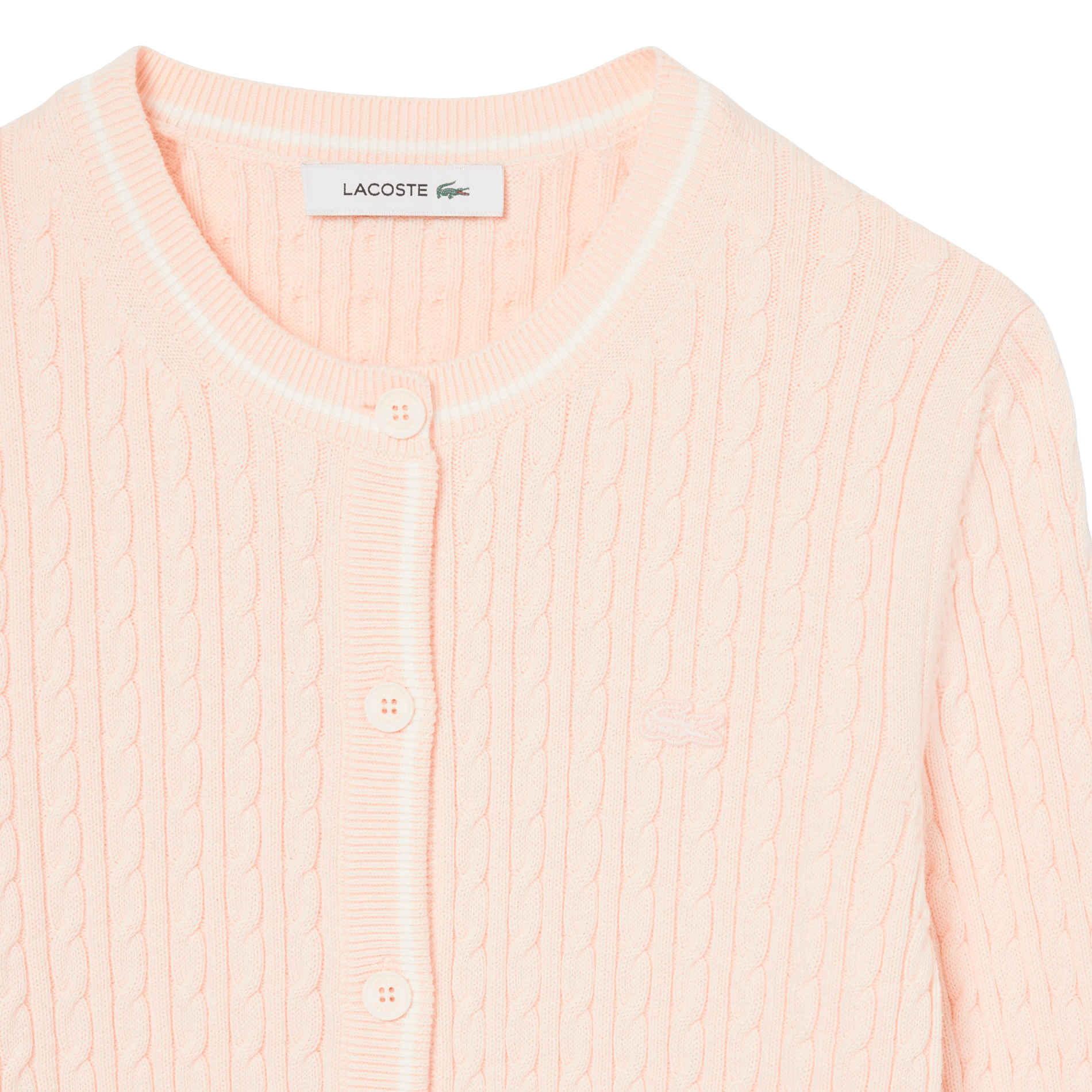 Cardigan droit en coton mélangé LACOSTE Rose