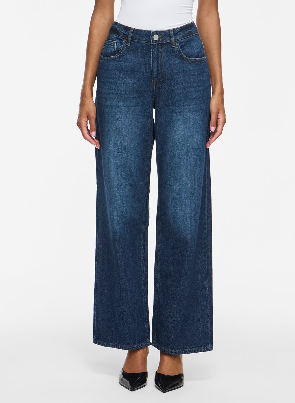 Jean droit taille haute uni VILA Bleu