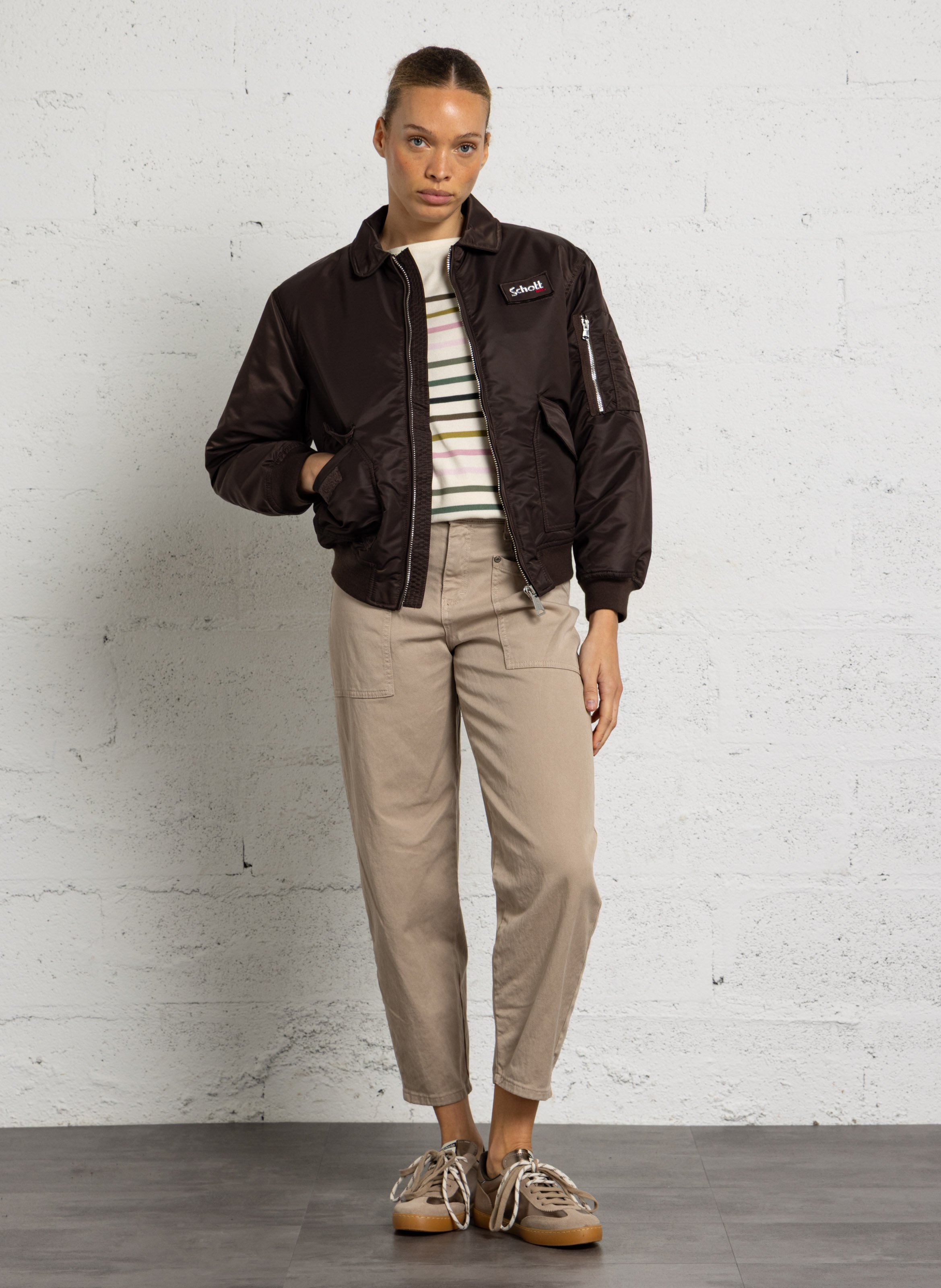 Oversize-Blouson mit Reißverschluss SCHOTT Braun