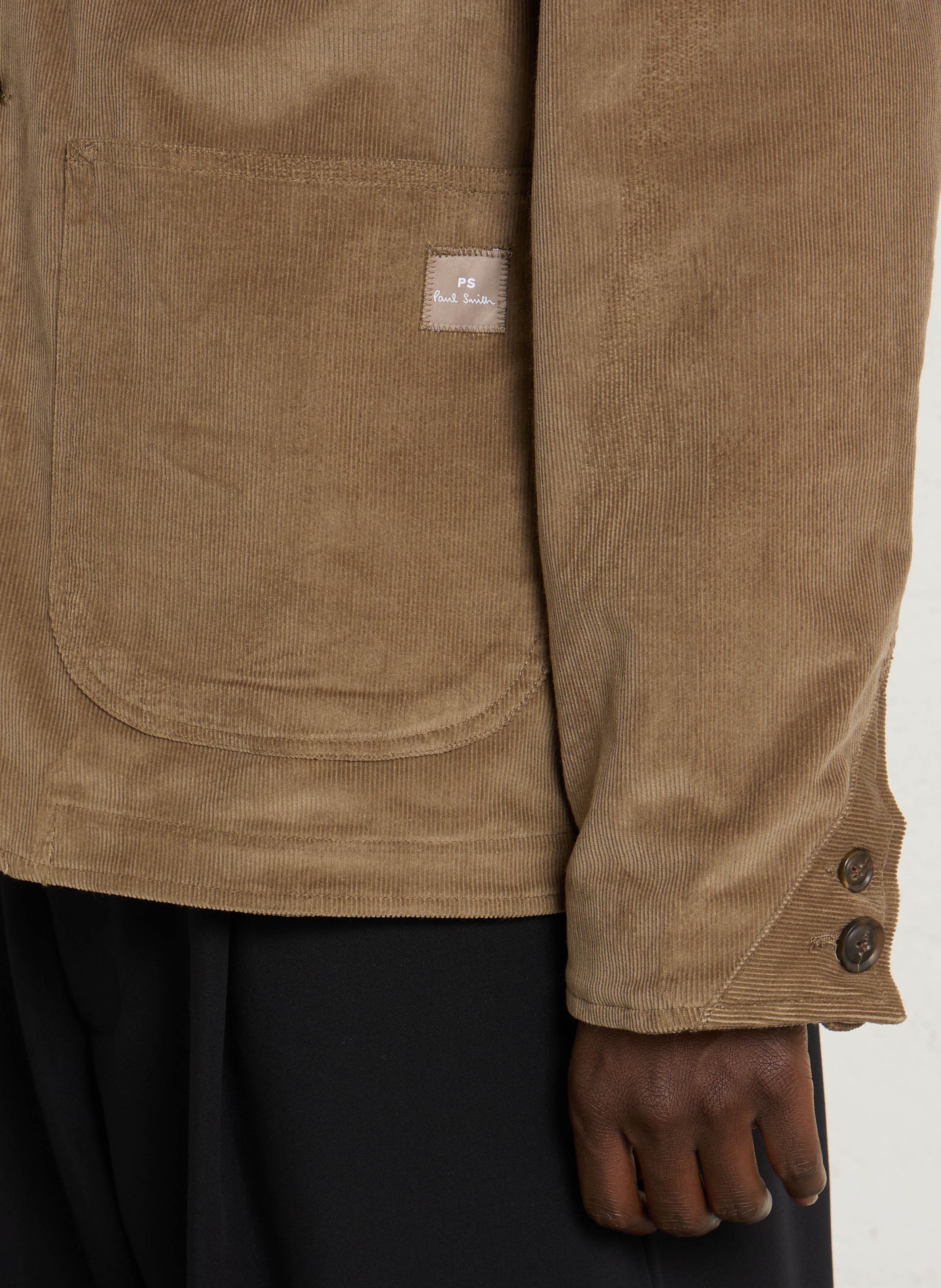 Straight-fit jacket with a classic collar in ribbed cotton blend PAUL SMITH Brown