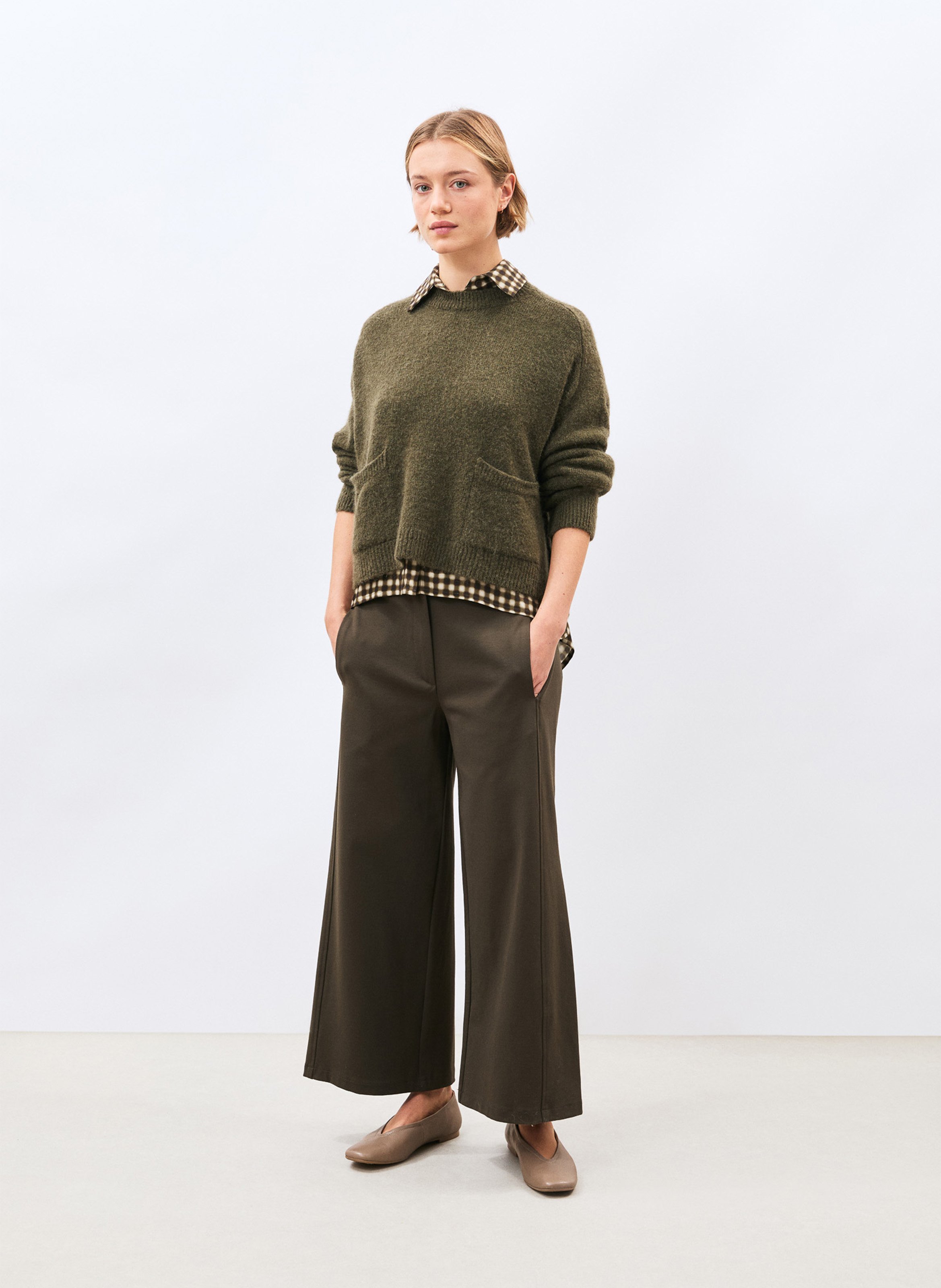Pull ample col rond HUMILITY Kaki