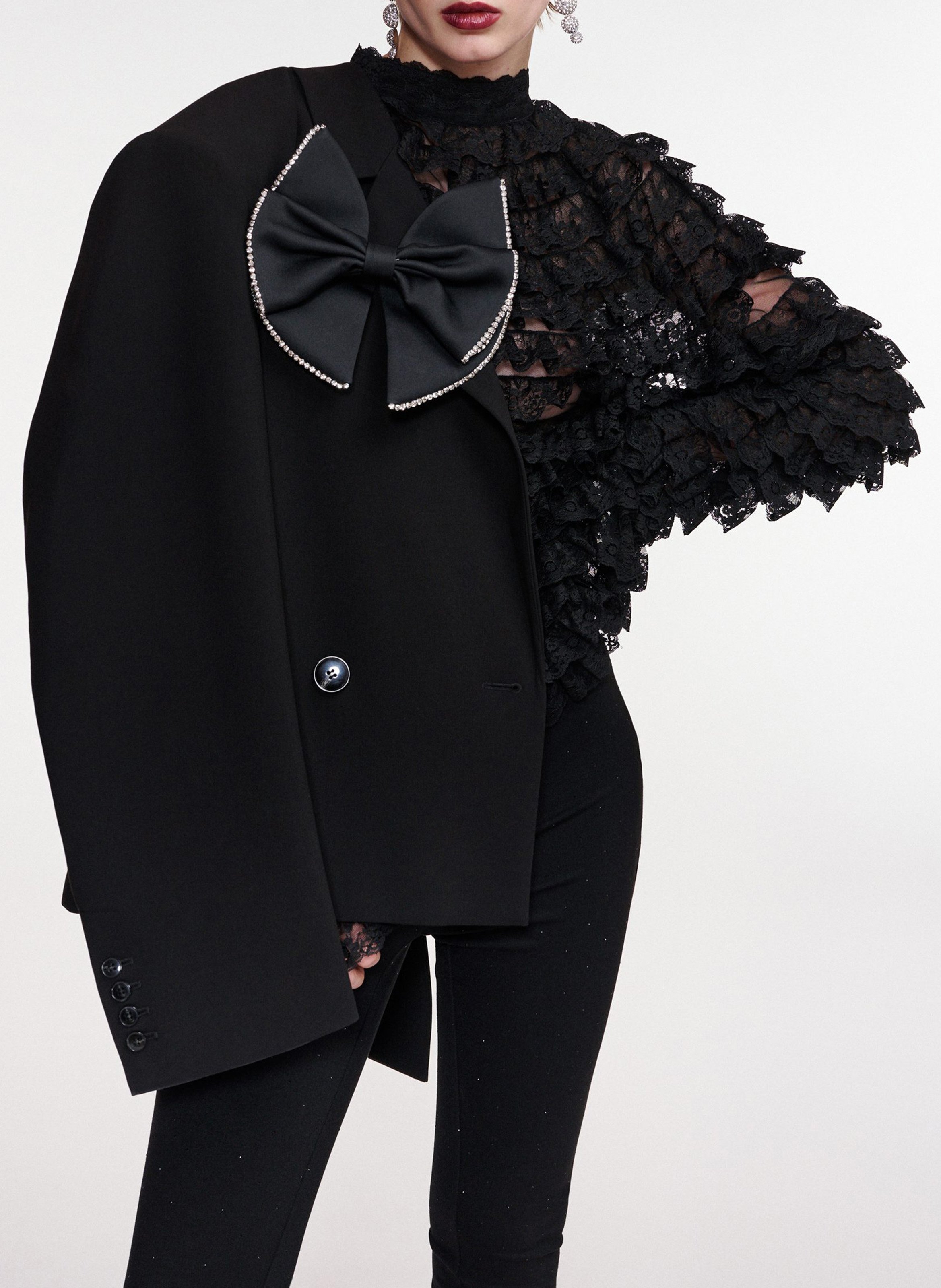 Plain straight-cut blazer jacket ESSENTIEL ANTWERP Black
