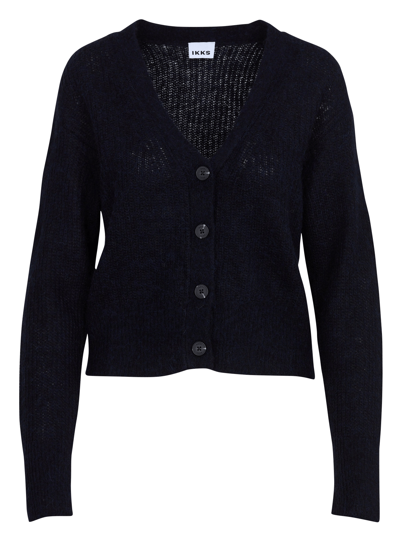 Cardigan col V boutonné en laine mélangée IKKS Bleu