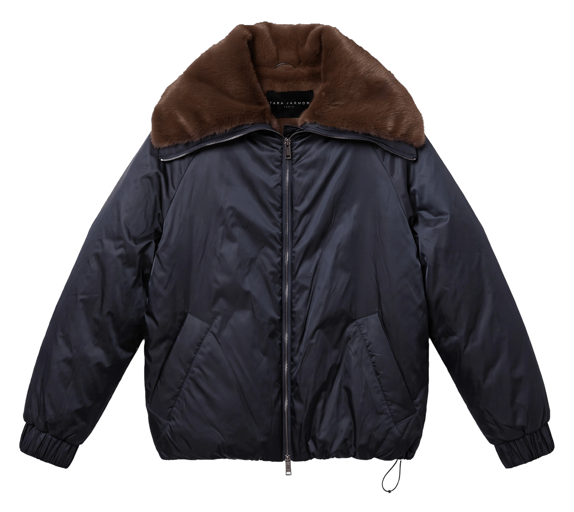 Zip-up parka with a faux-fur collar TARA JARMON Blue