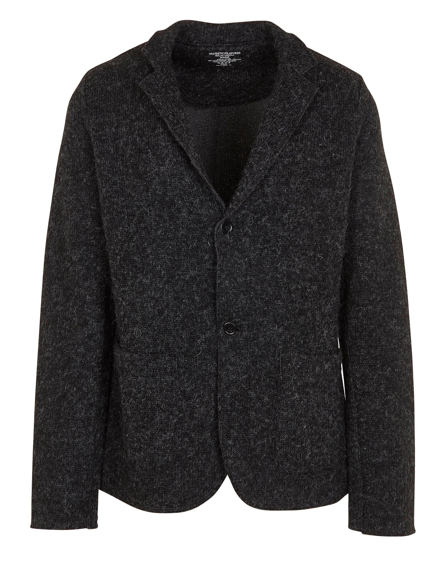 Regular-fit wool jacket with two buttons MAJESTIC FILATURES Black