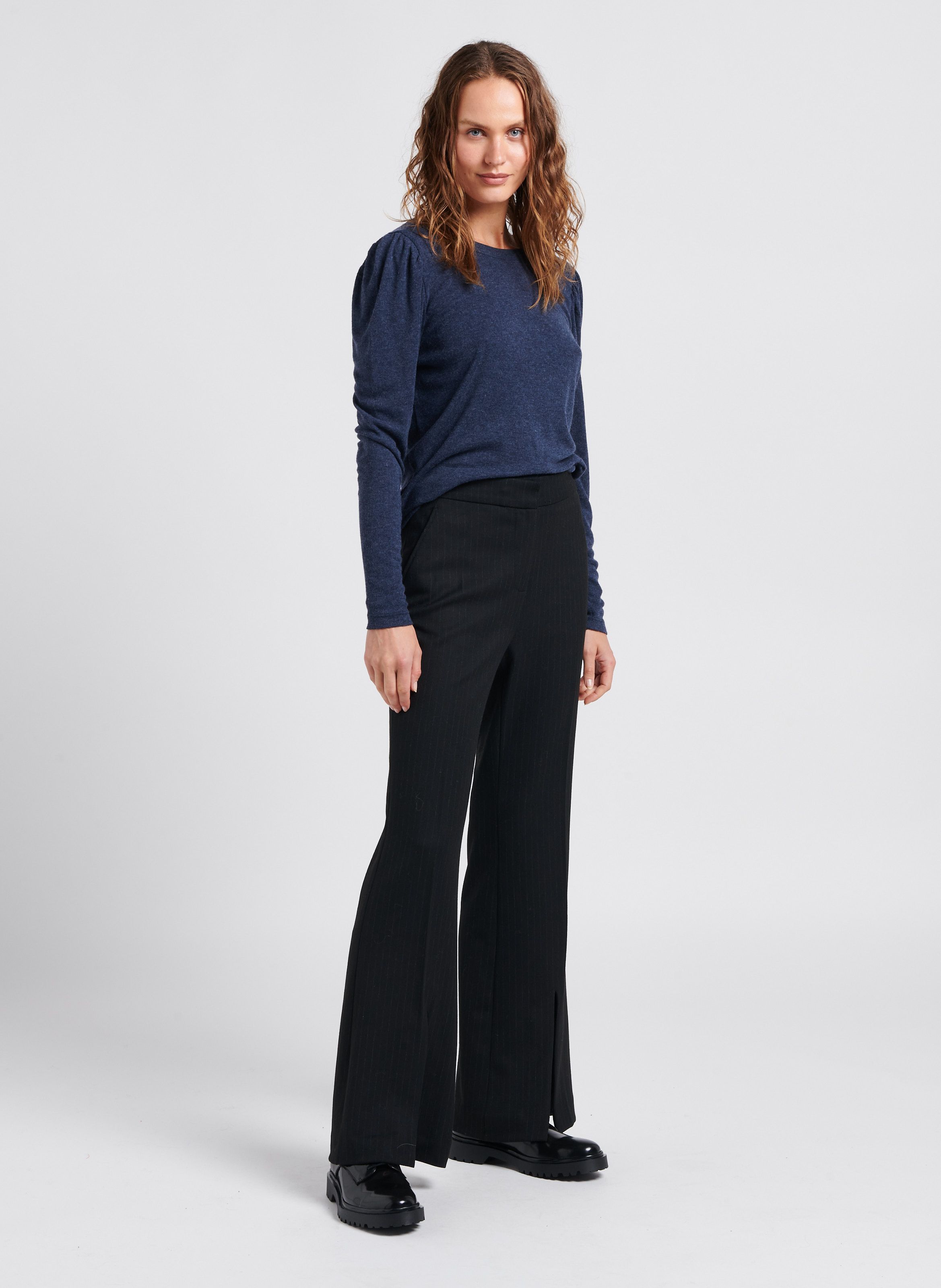 Pantalon droit best sale noir fendu