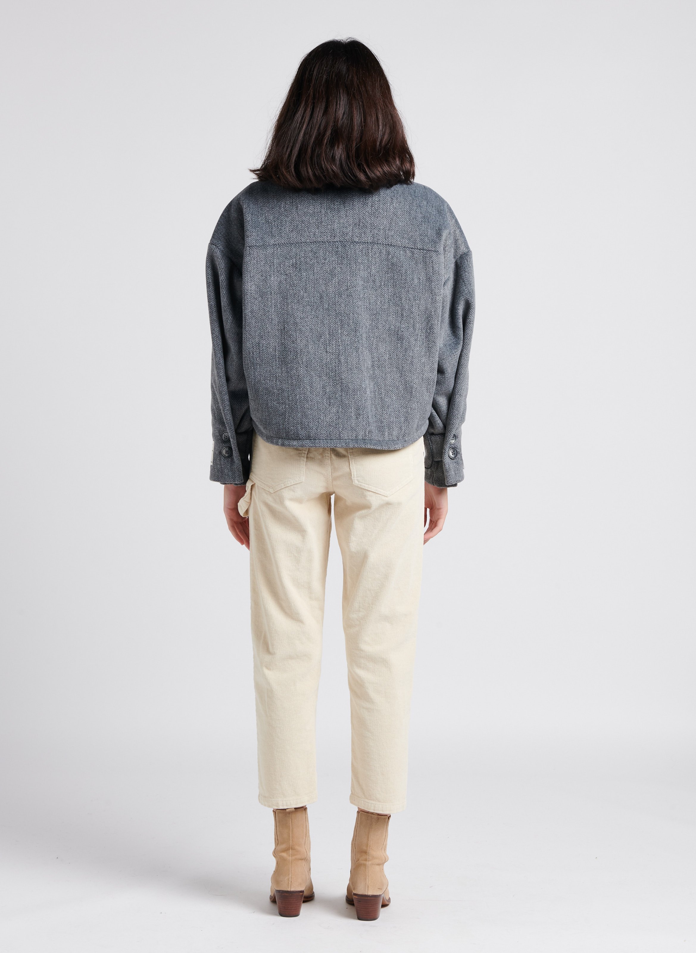 Oversized jasje met opstaande kraag PLEASE Grijs