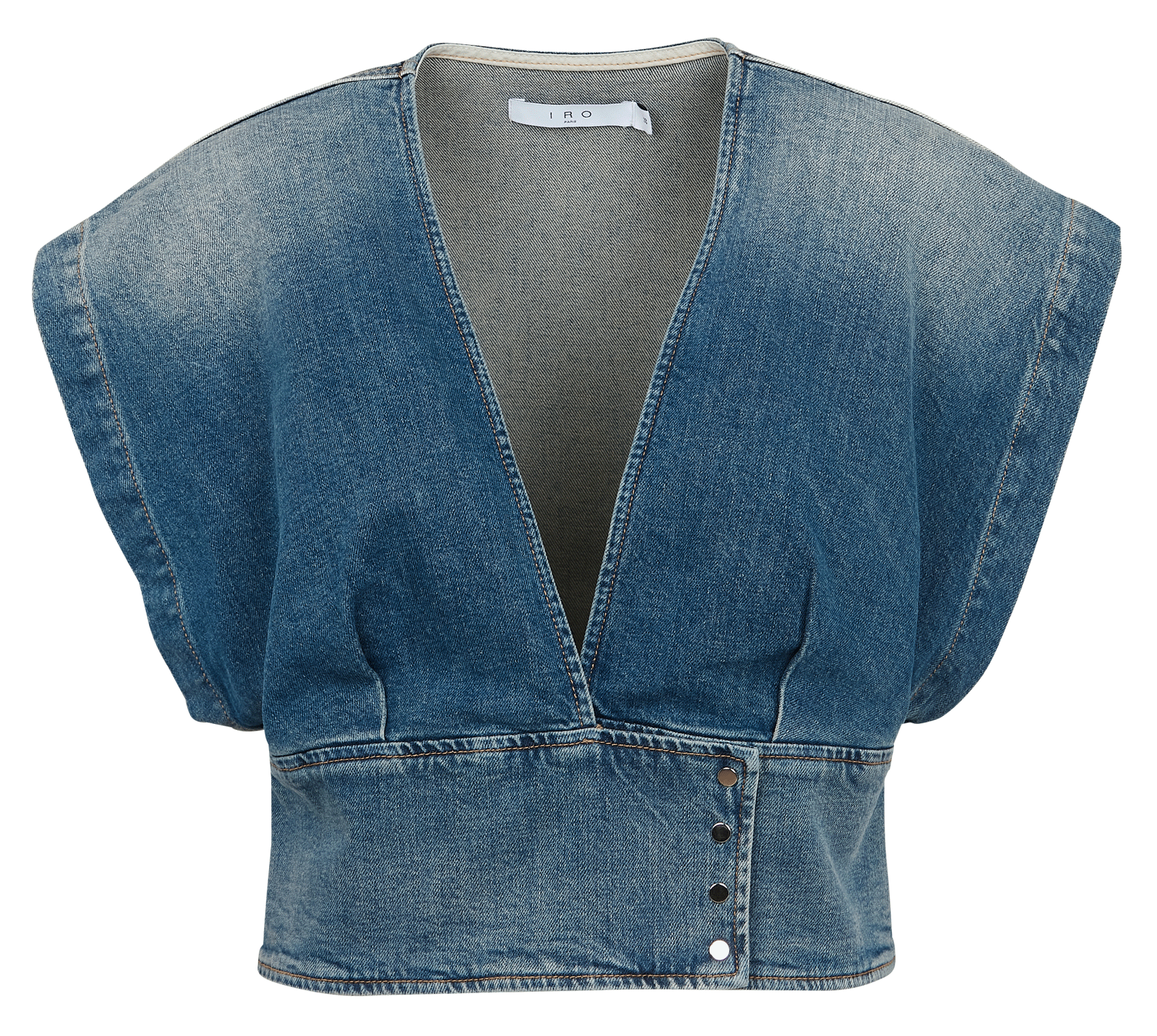 Top court col V en denim stretch  IRO Bleu