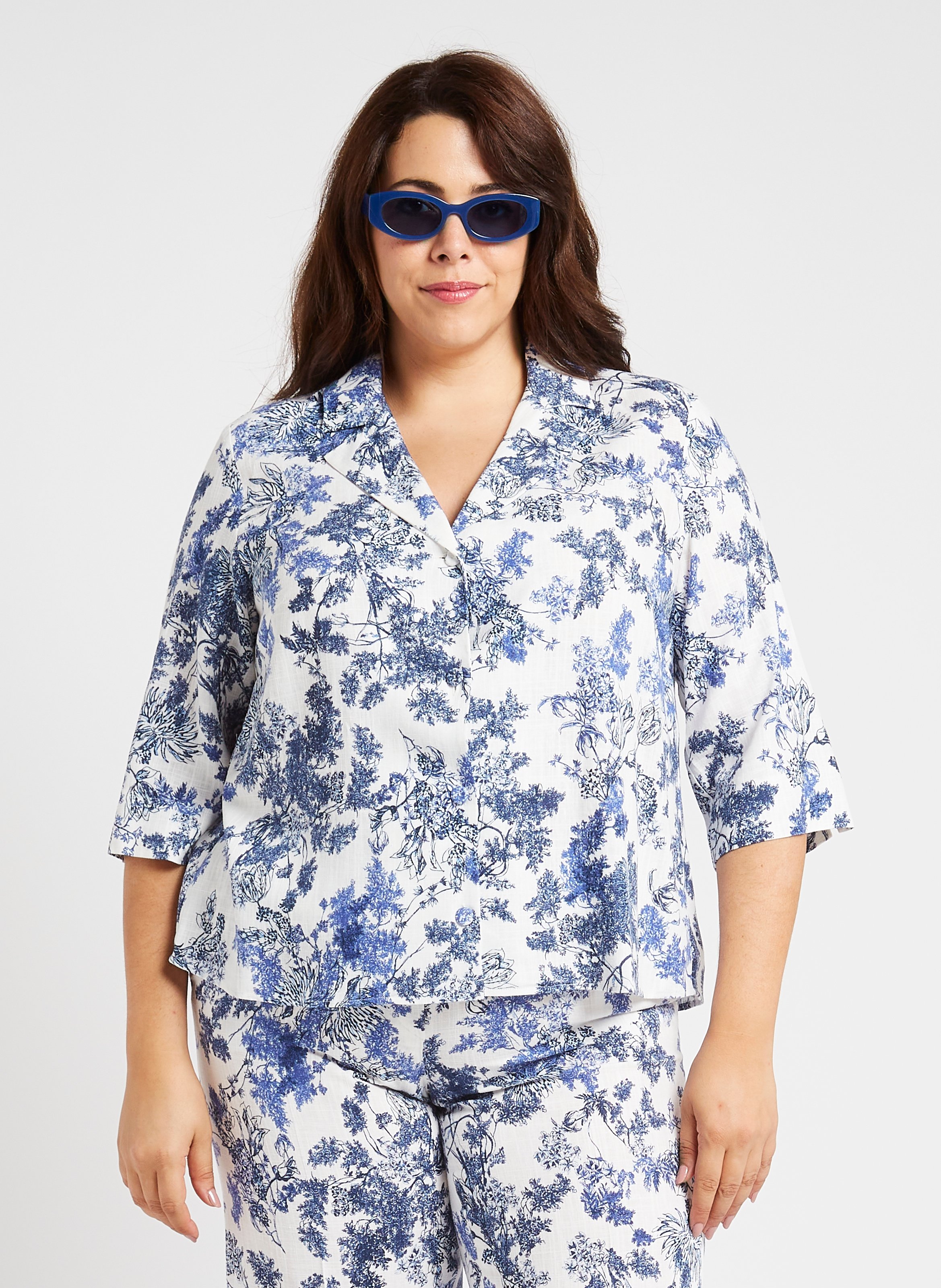 Straight shirt with tailored collar PERSONA by Marina Rinaldi White