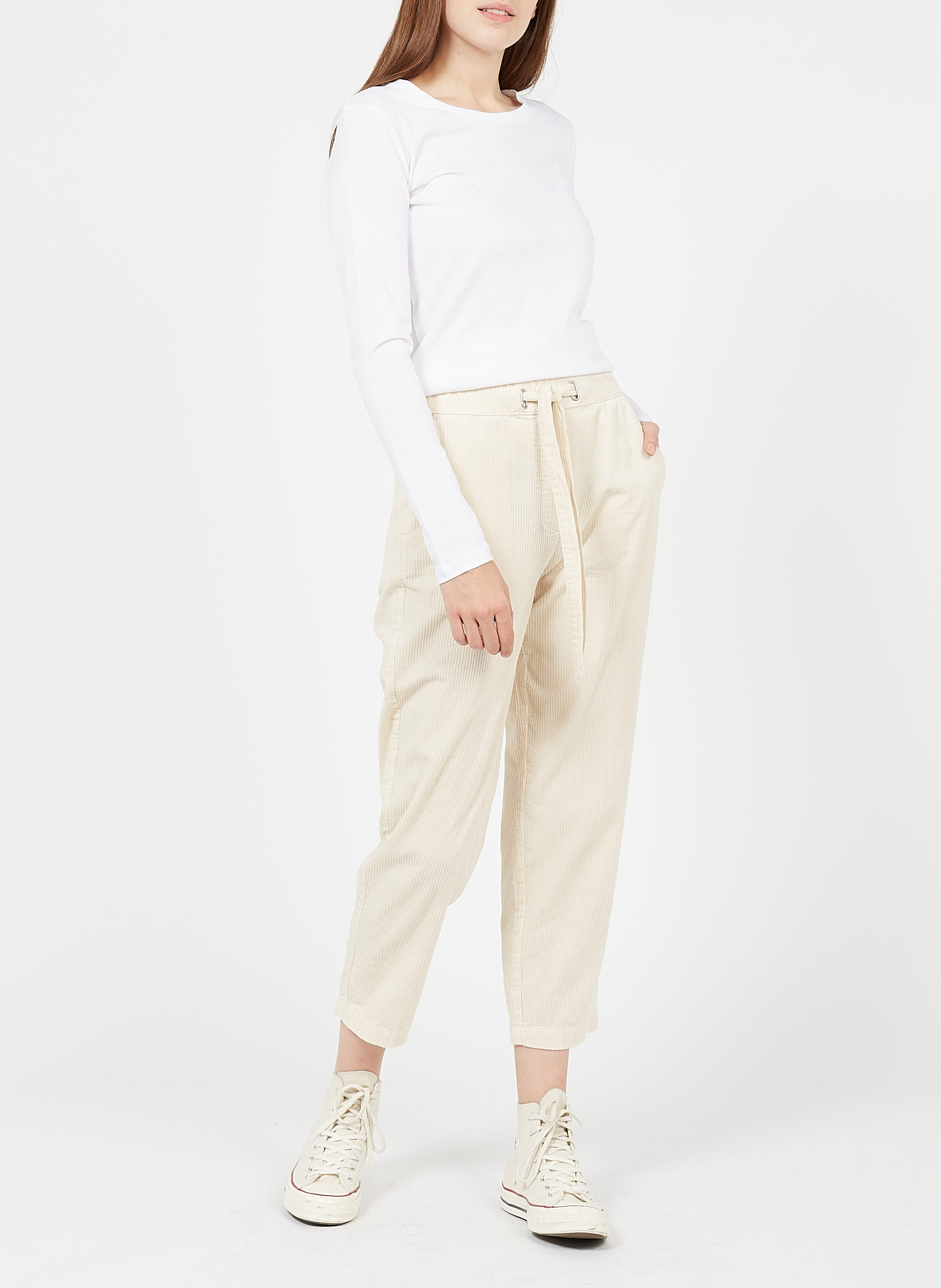 Long-sleeved round-neck cotton T-shirt MAJESTIC FILATURES White