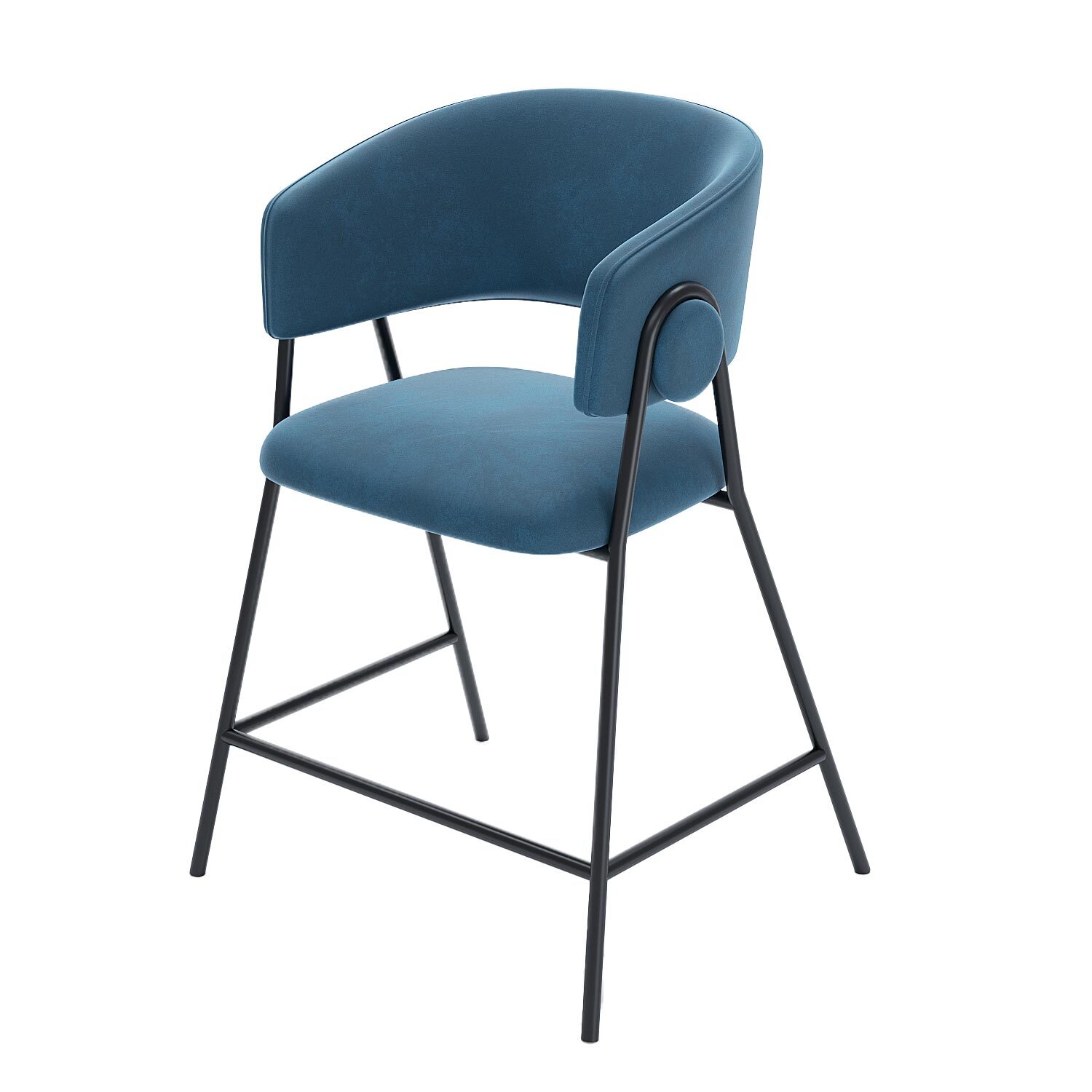 Set of 2 bar stools with backrest, velvet POTIRON PARIS Blue