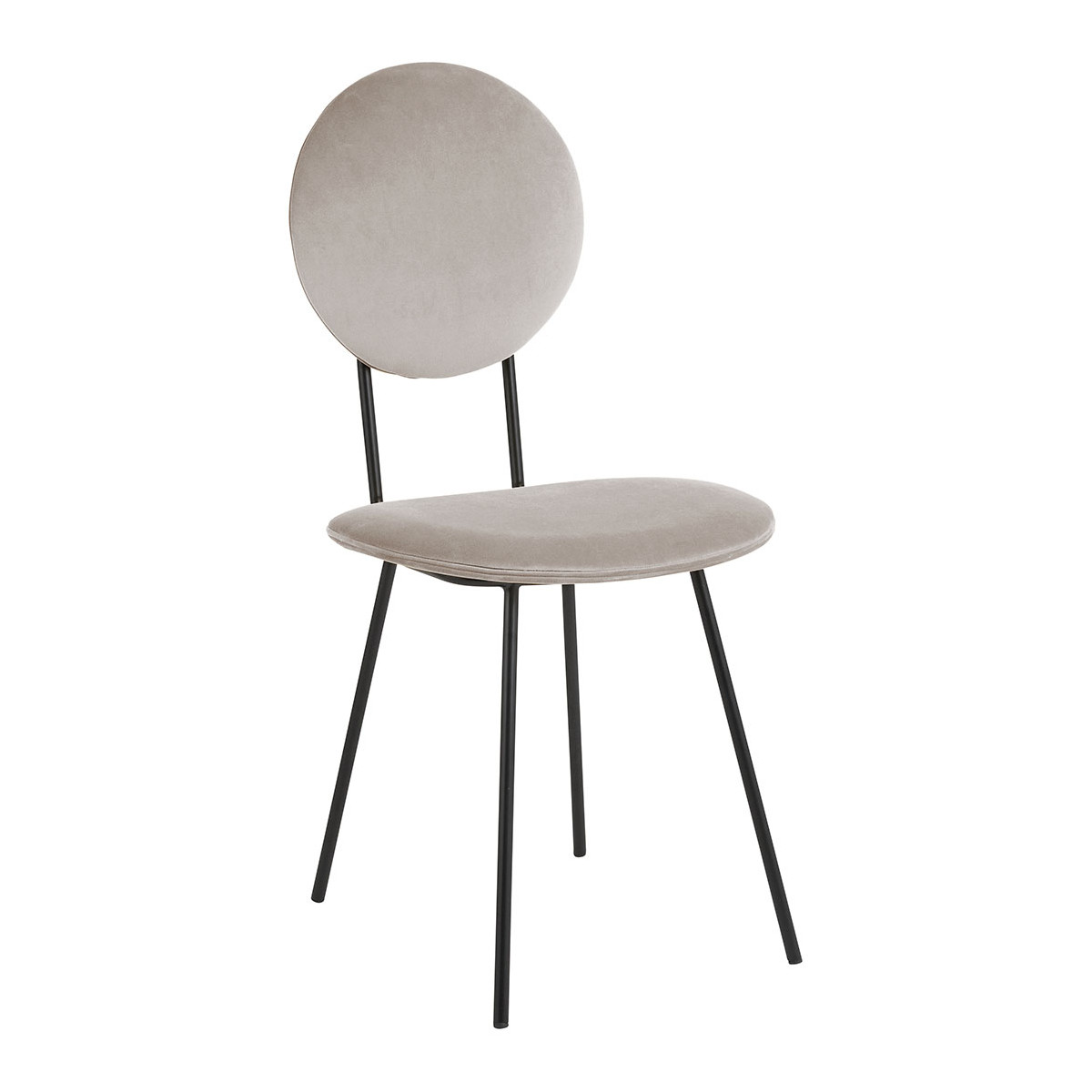 Chaise colette en velours et métal BLANC D'IVOIRE Gris