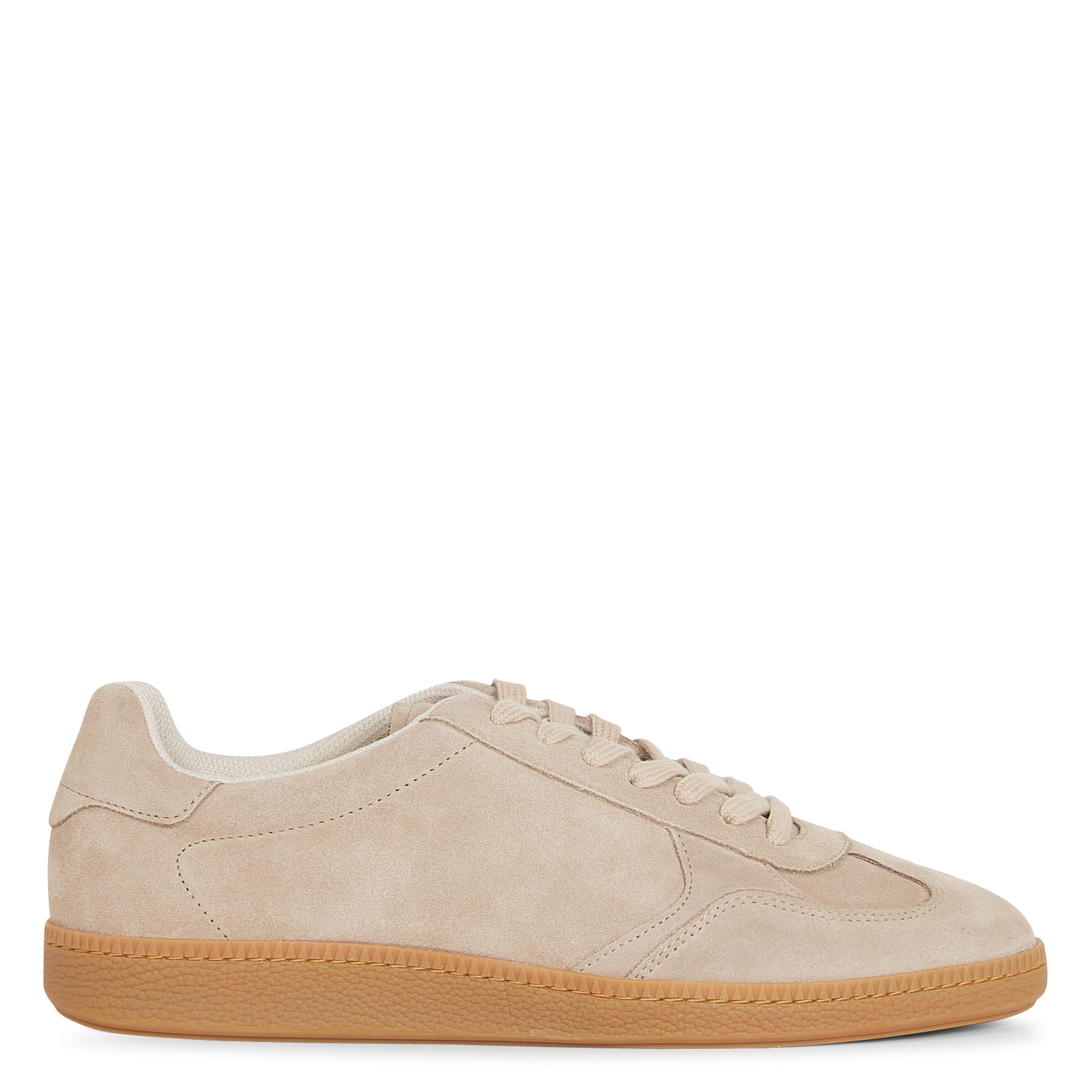 Suede leather low-top sneakers SELECTED Beige