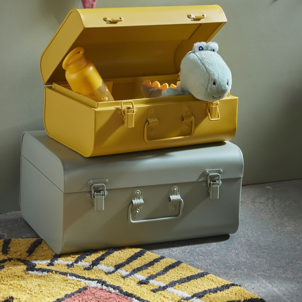 Set of 2 metal storage boxes FACTORY Green