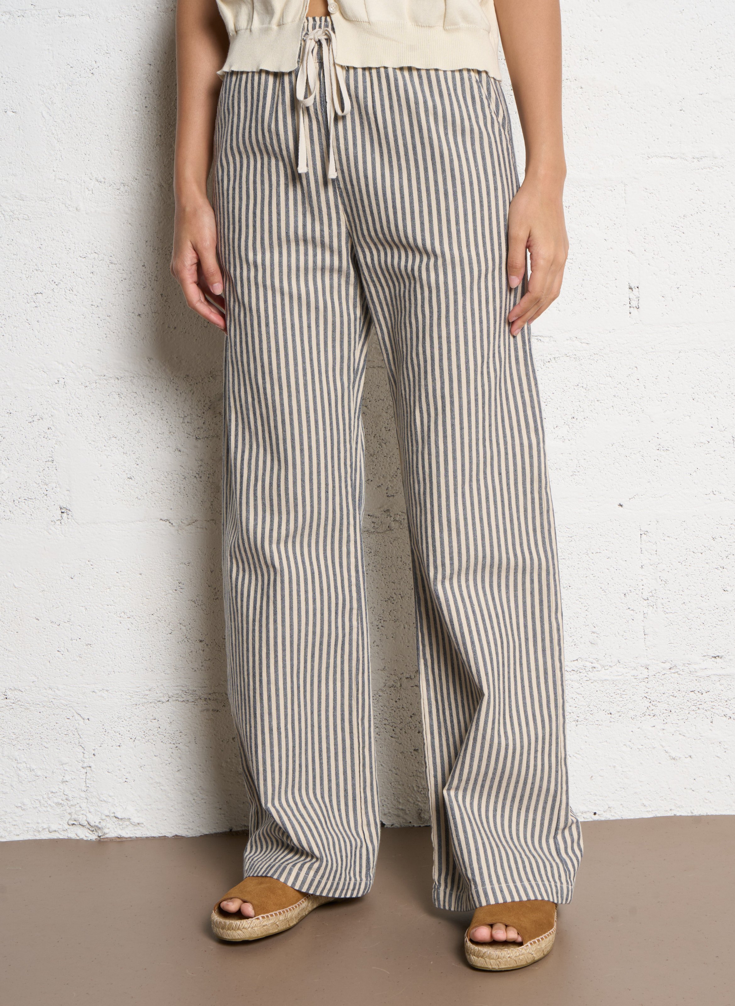 Pantalon large en coton mélangé TINSELS Blanc