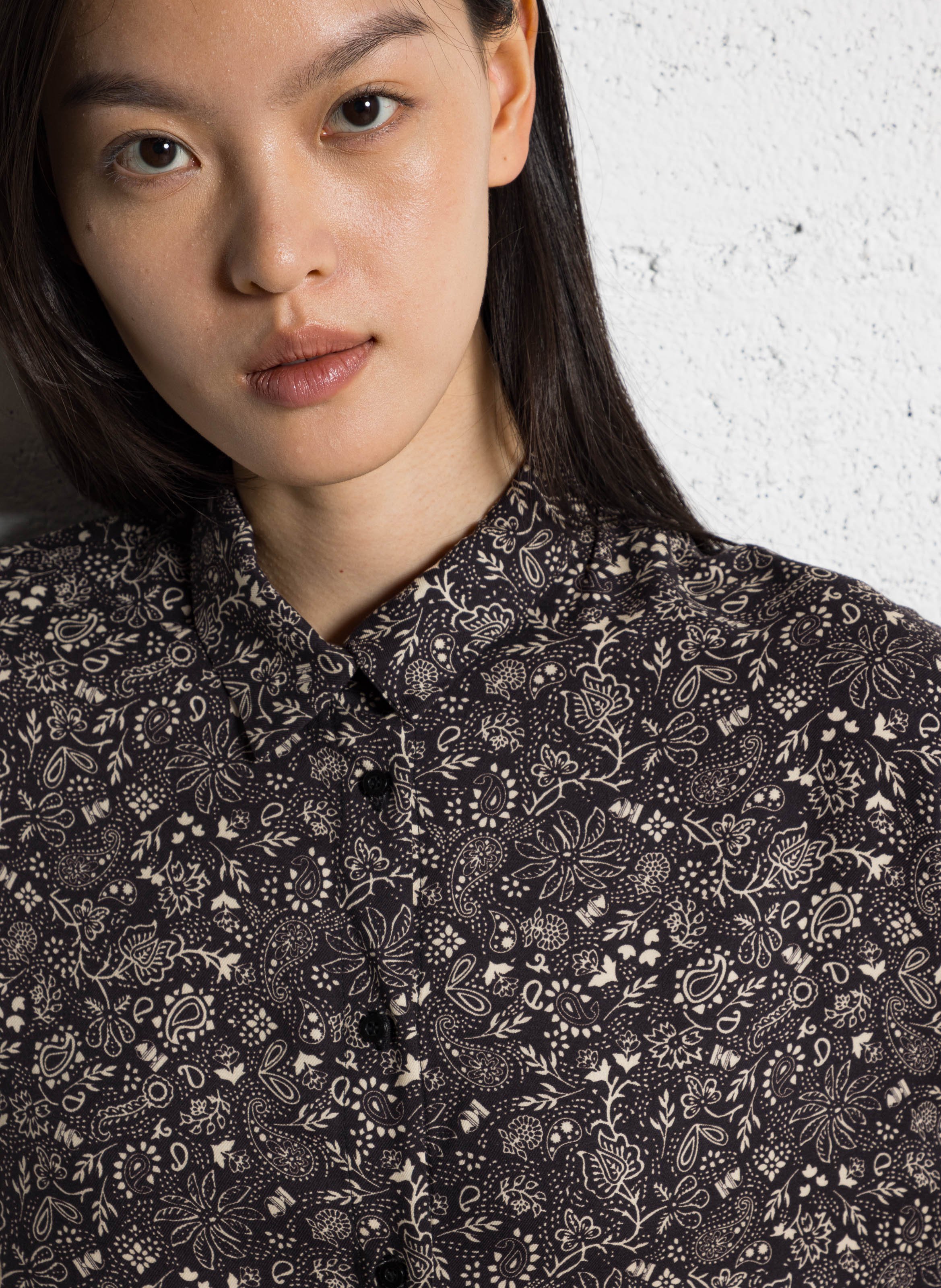 Chemise ample col classique imprimée I CODE Noir