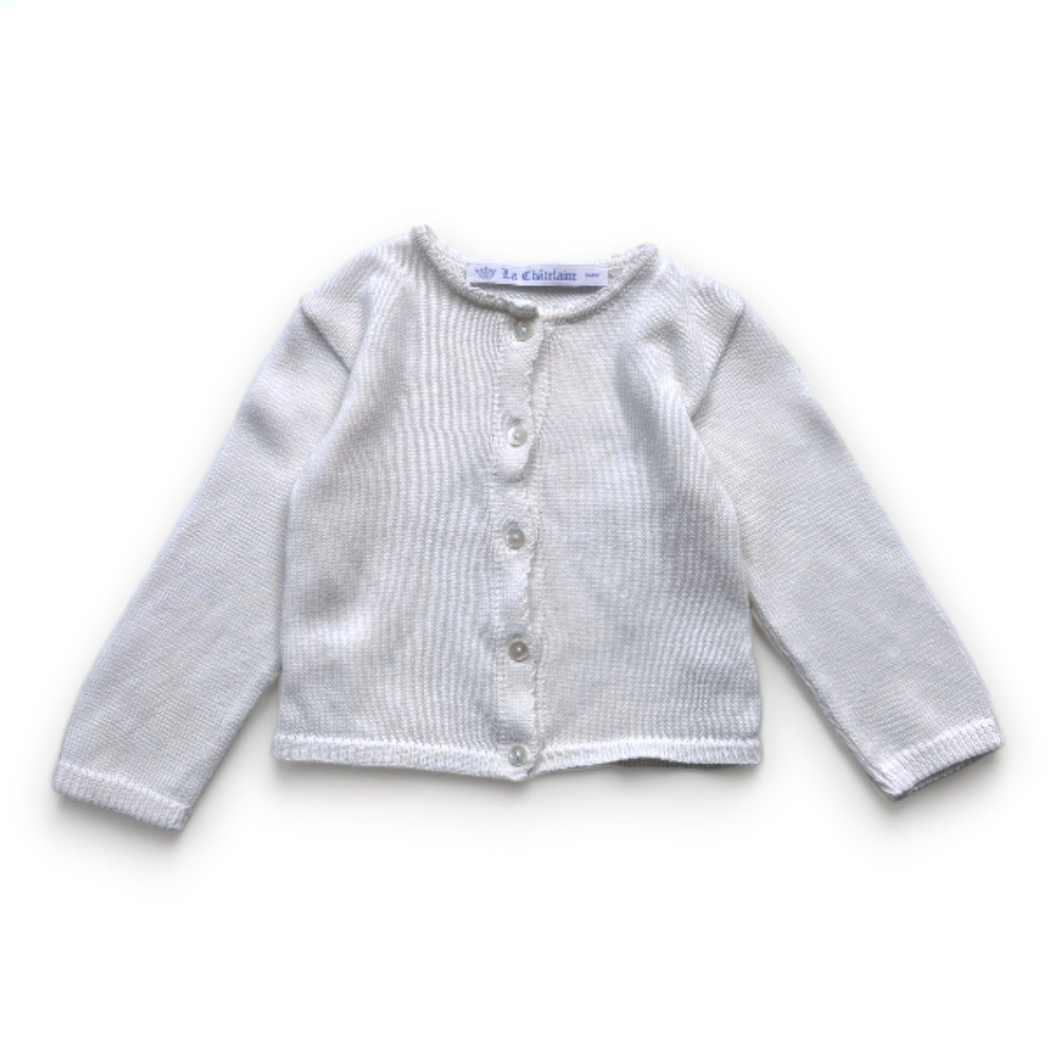 White Baby Cardigan - 12 months LA CHATELAINE - Seconde main White
