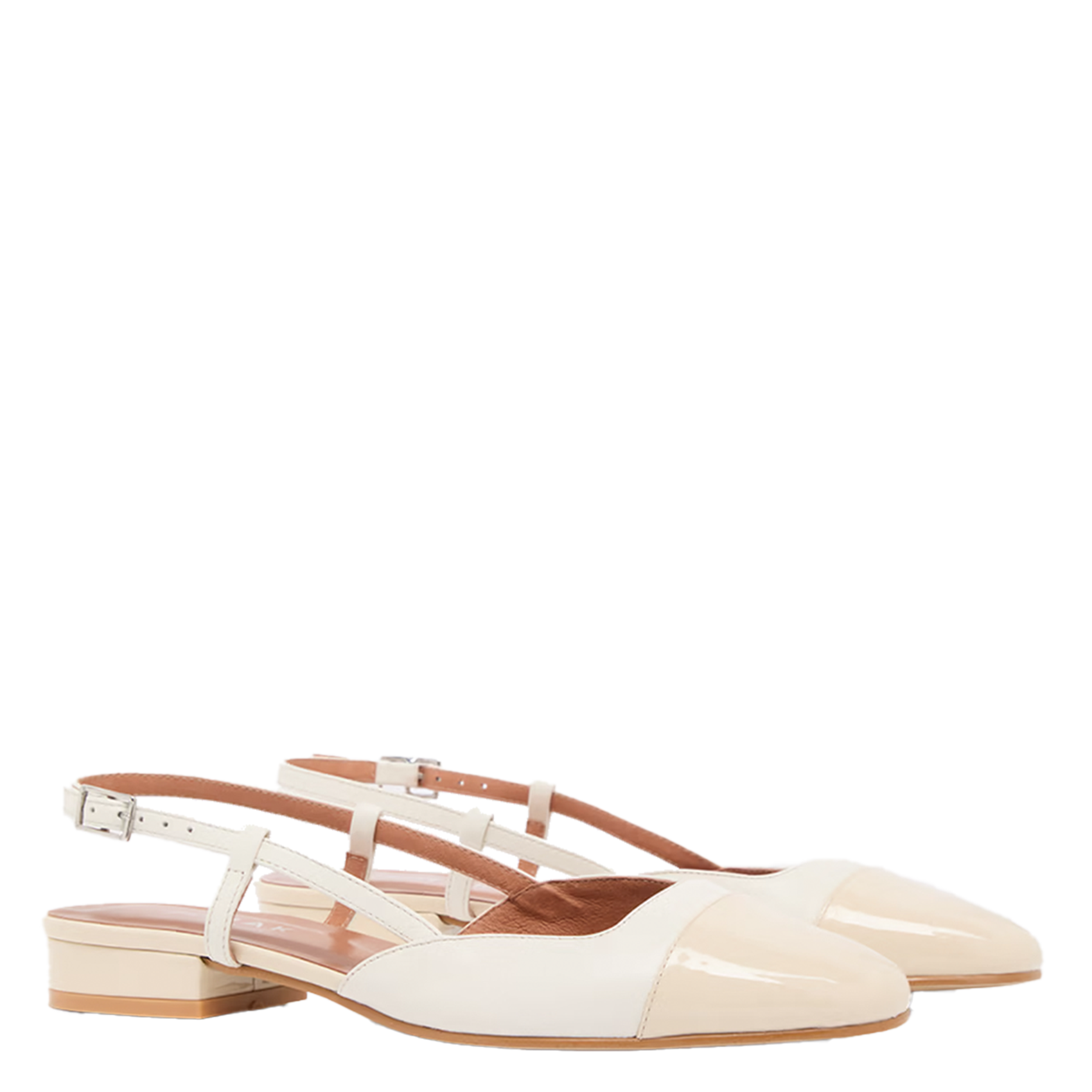 Ballerines ouvertes en cuir vernis Blanc
