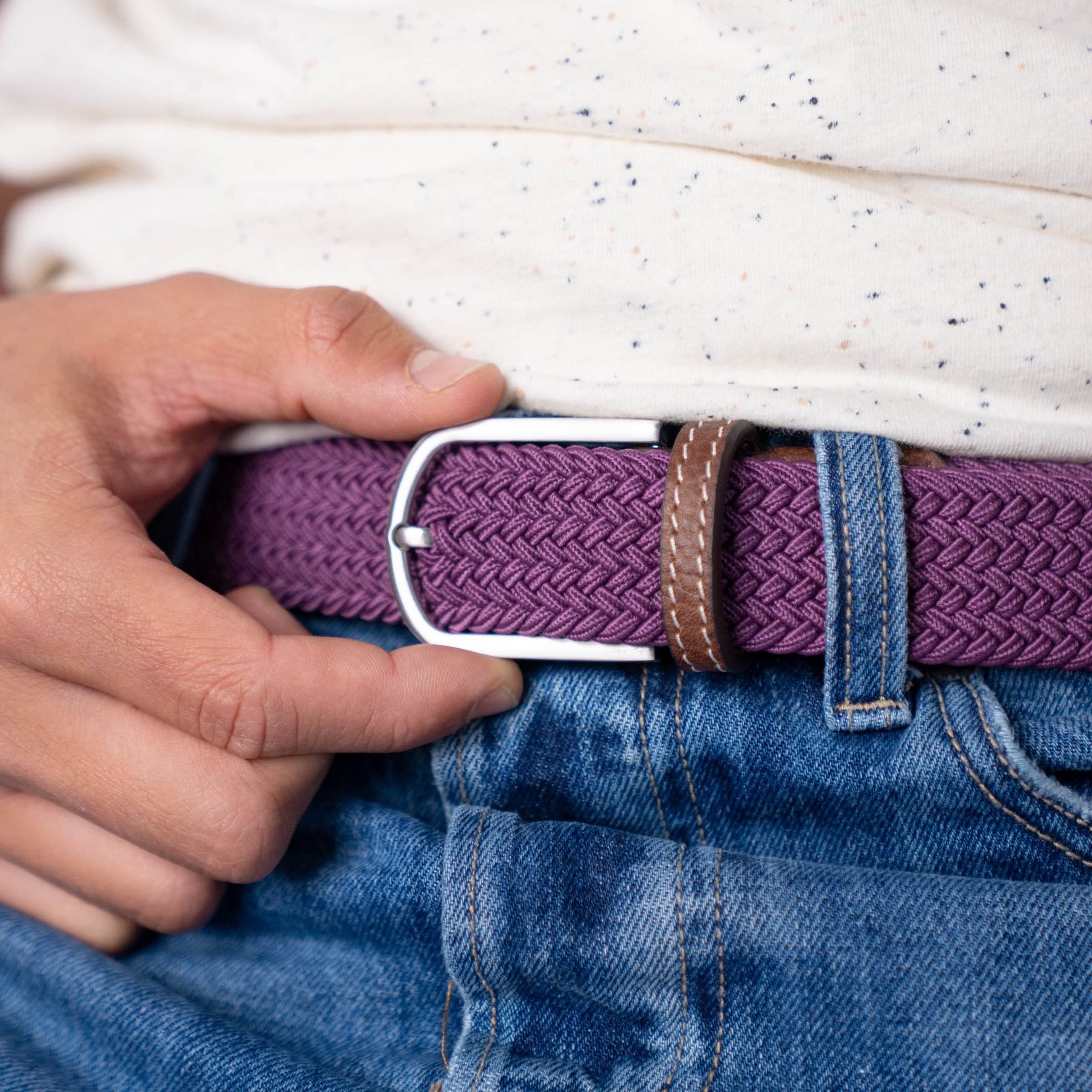 Solid Elastic Braided Belt BILLYBELT Purple