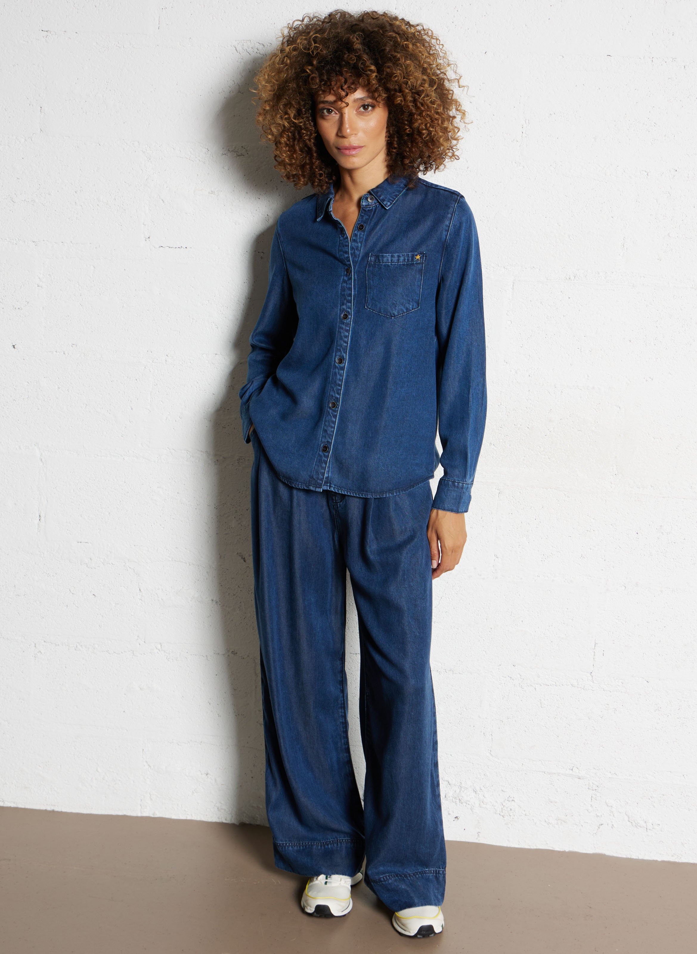 Chemise fluide droite en denim LA PETITE ETOILE Jean brut