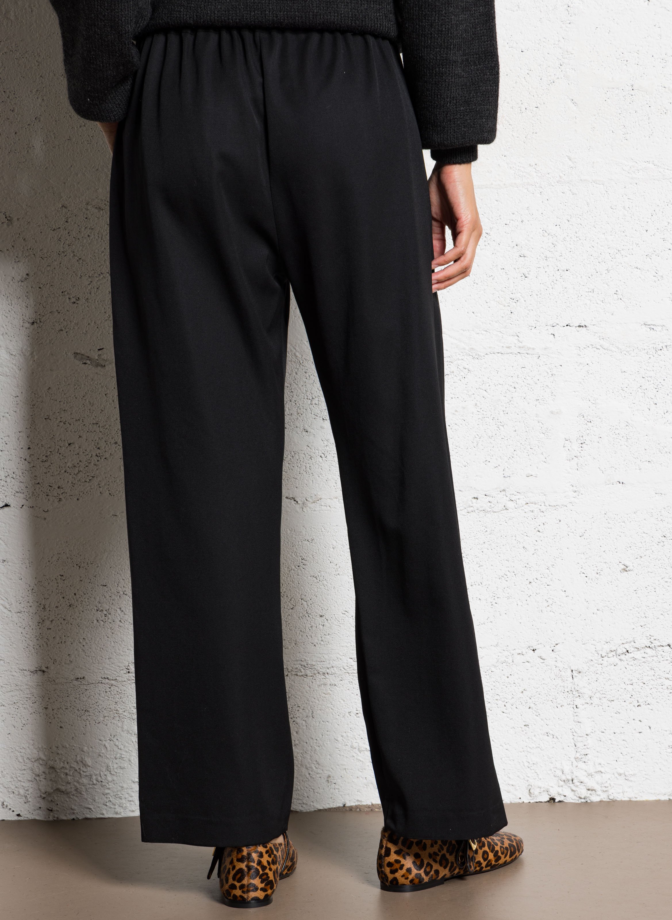 Pantalon large en laine MASSCOB Noir