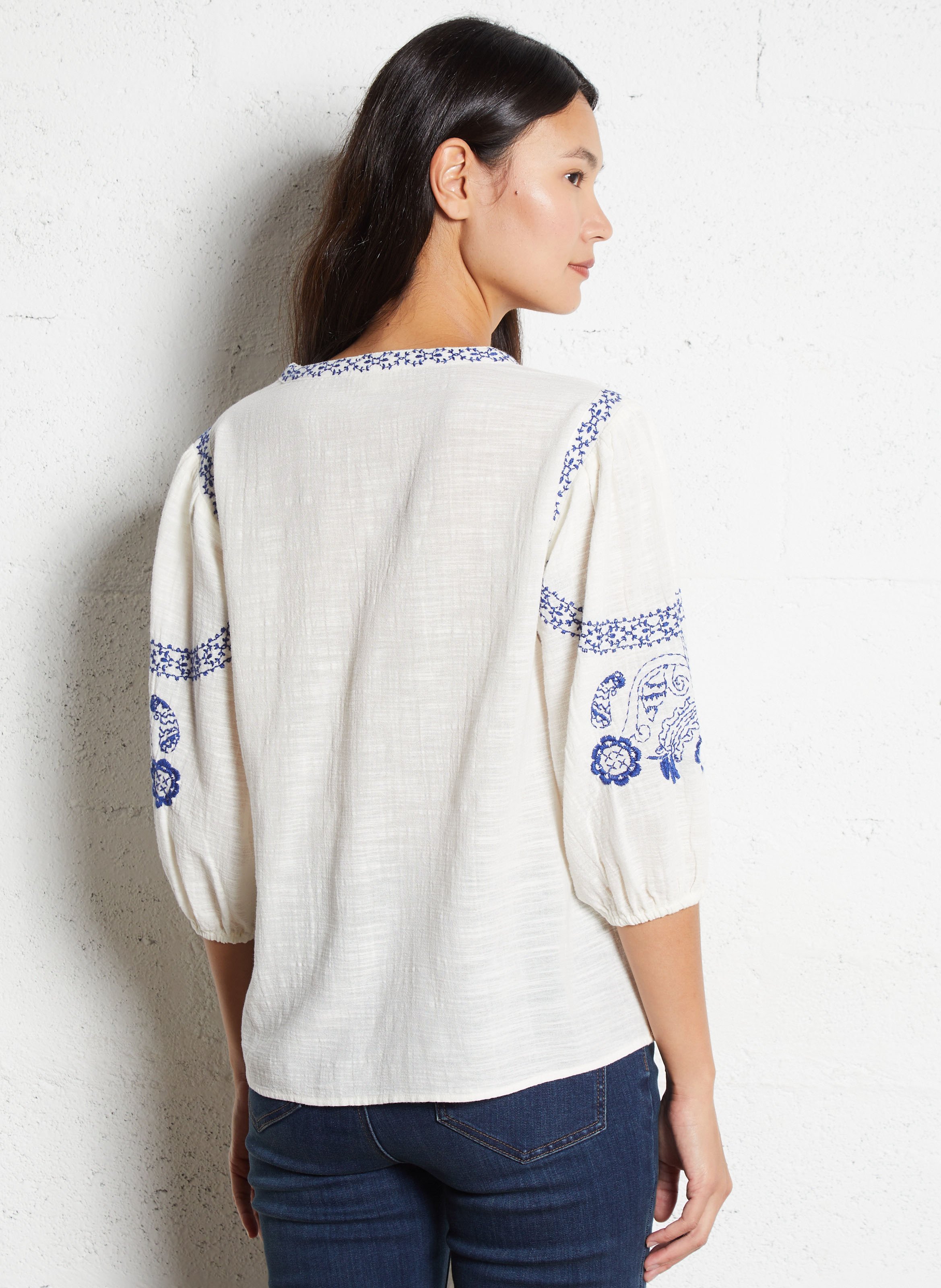 V-neck cotton blouse MAISON 123 White