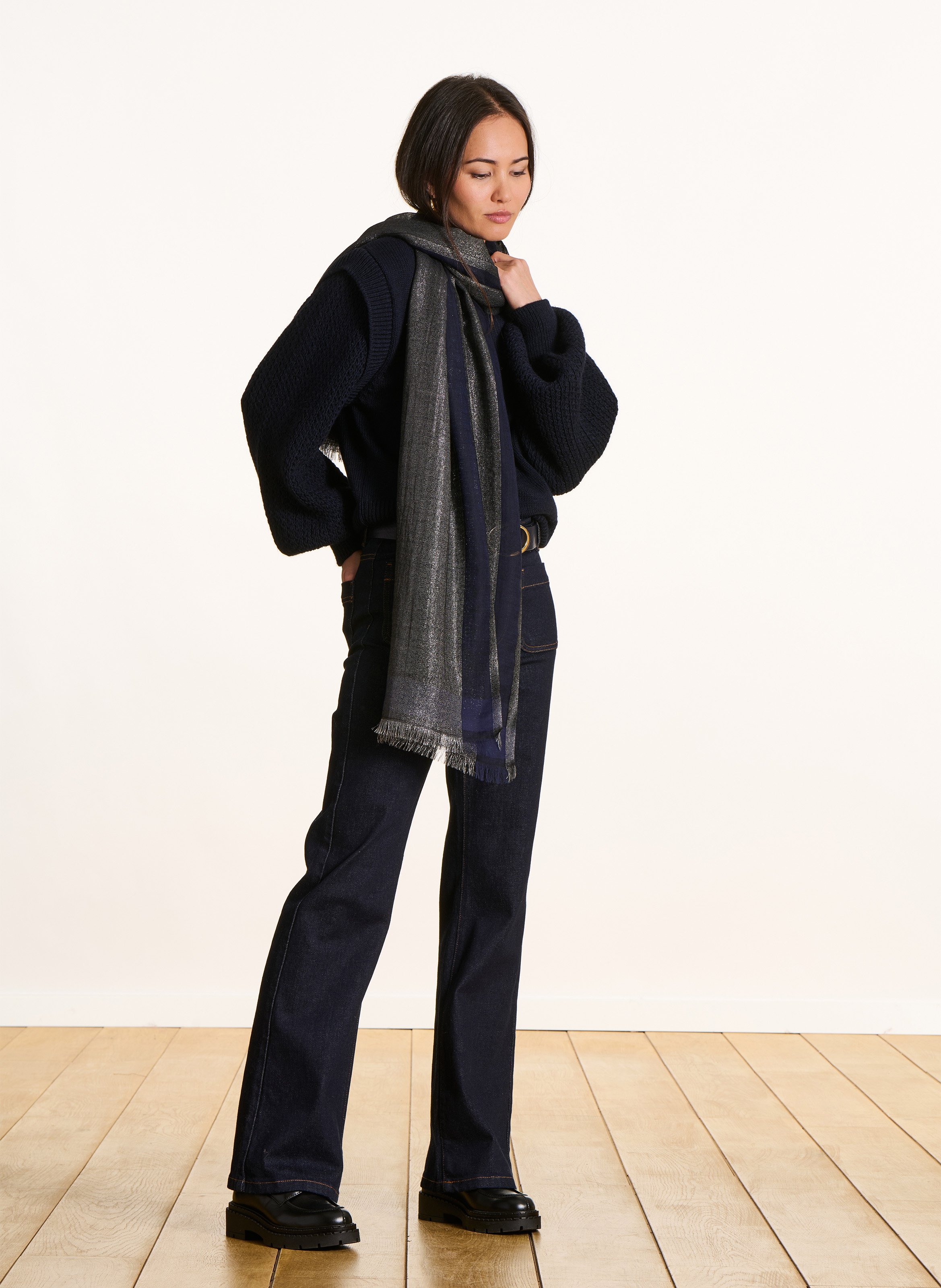 Foulard en laine mélangée LA FEE MARABOUTEE Noir