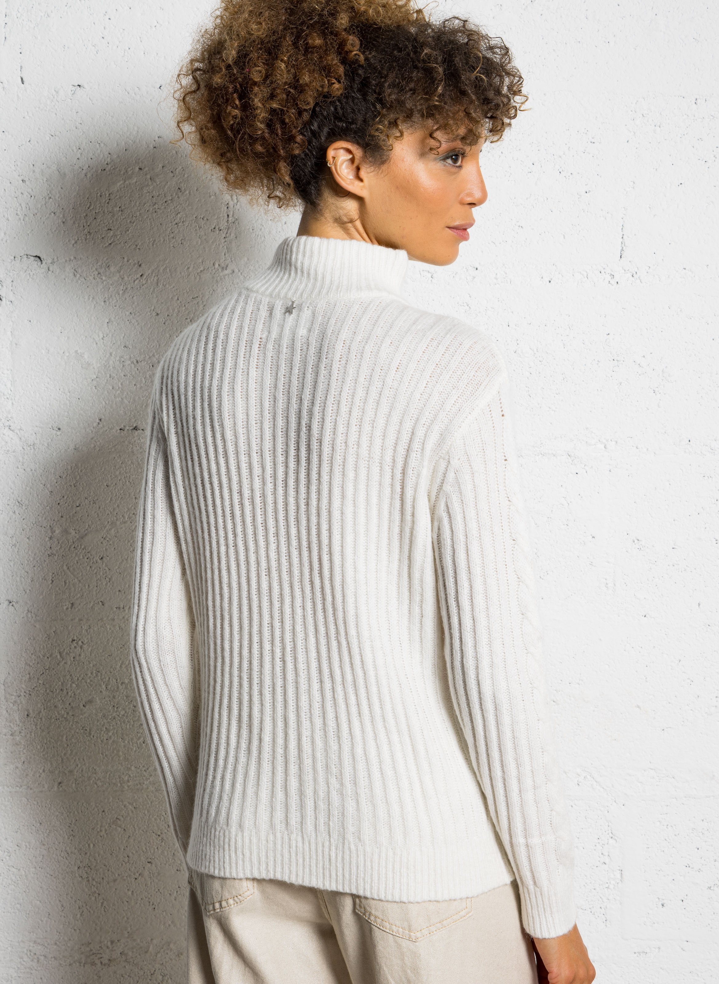 Gerade geschnittener Strickpullover SUD EXPRESS Weiss