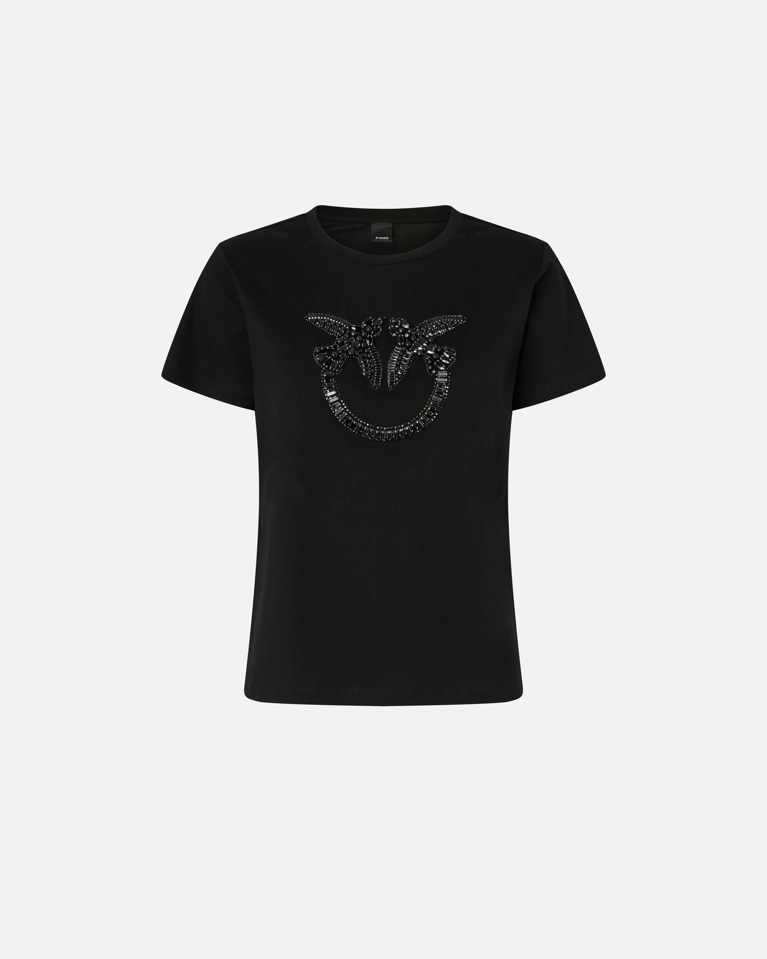 T-shirt with "Love Birds" jewel logo PINKO Black