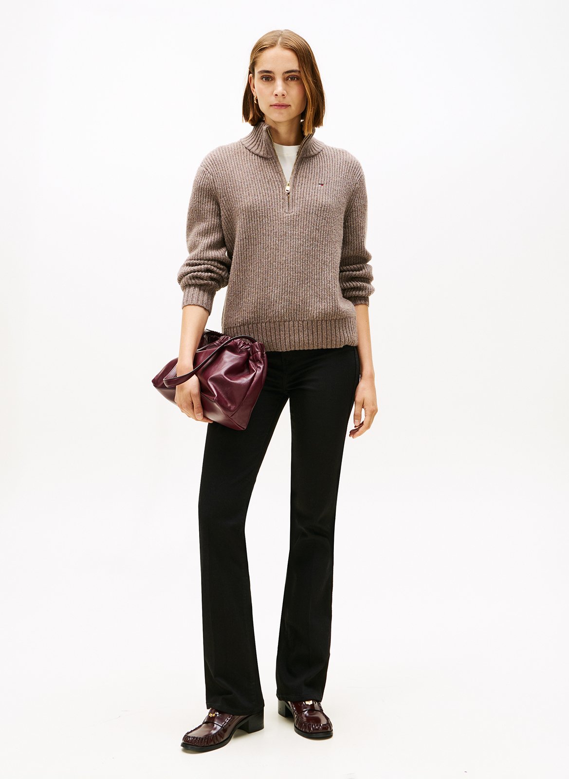 Jean droit taille haute uni TOMMY HILFIGER Noir