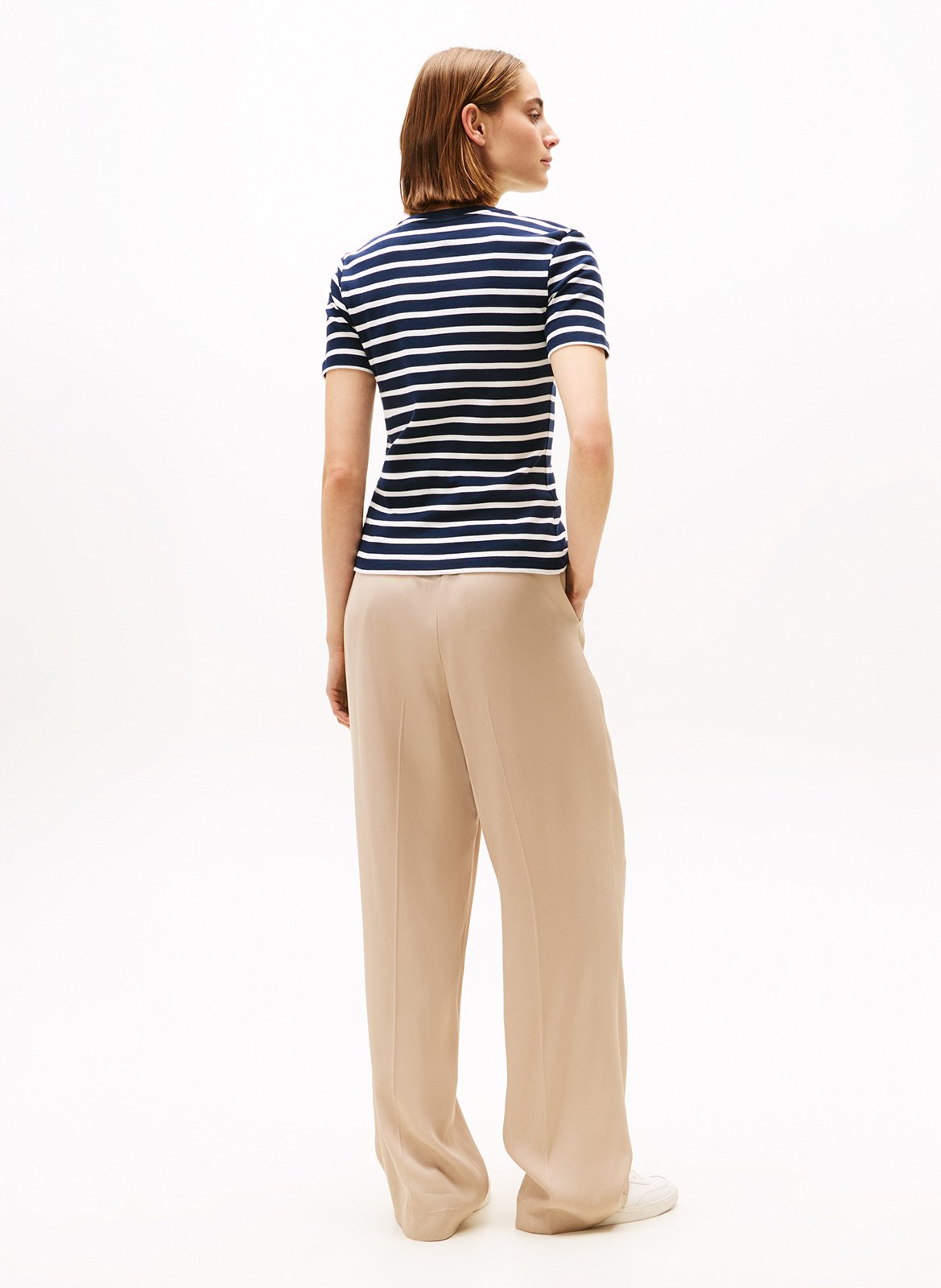 Fitted cotton striped T-shirt TOMMY HILFIGER Blue