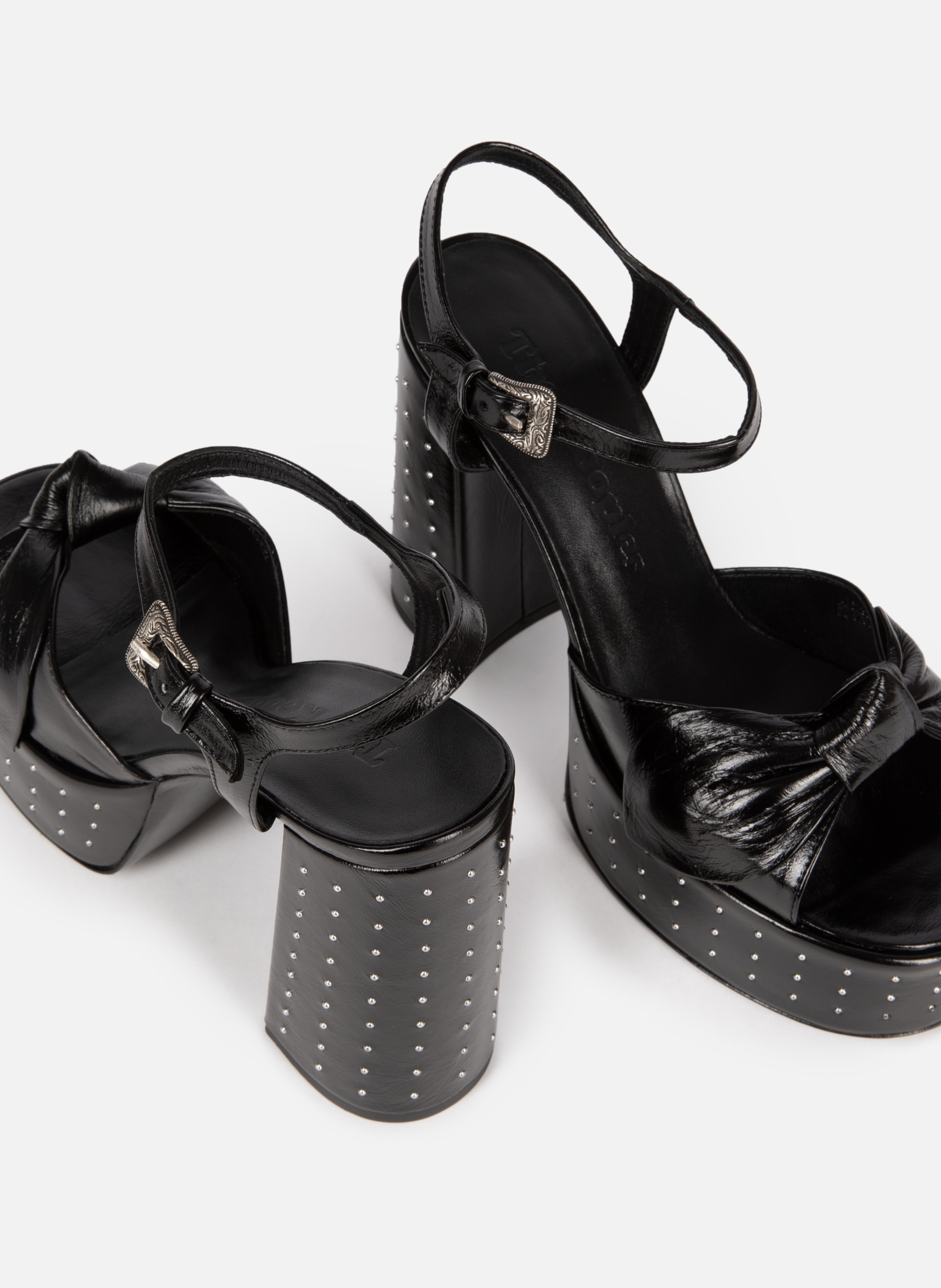 Heeled leather sandals THE KOOPLES Black