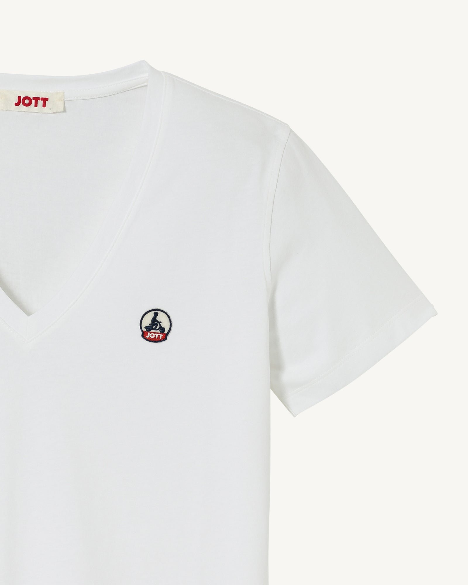 Solid V-neck t-shirt in organic cotton Cancun 2.0 JOTT White