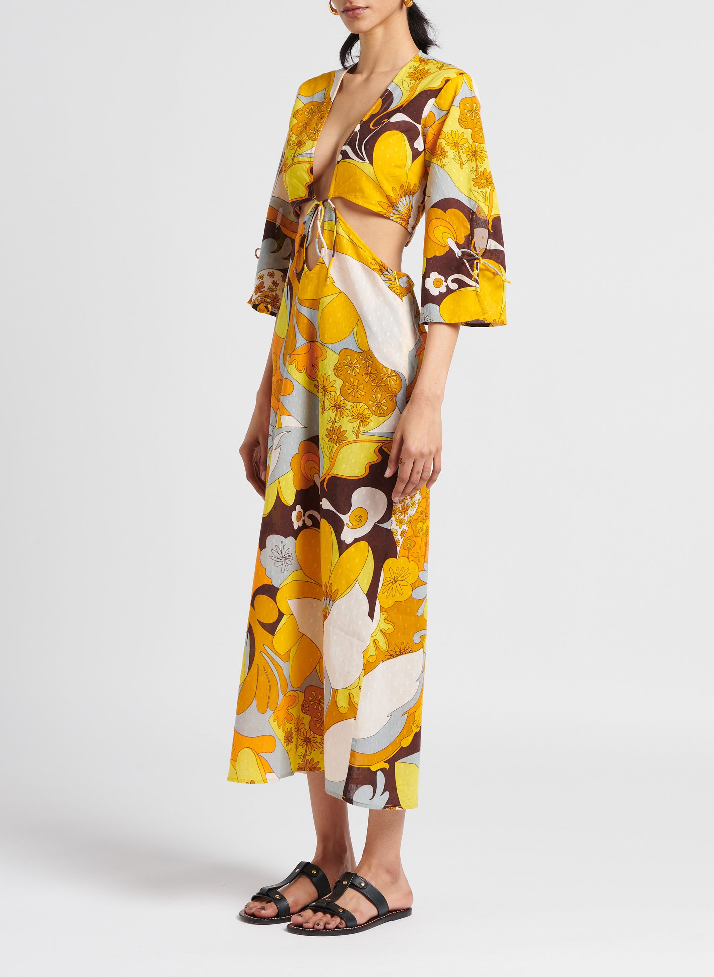 Robe longue en coton imprimé ANTIK BATIK Jaune