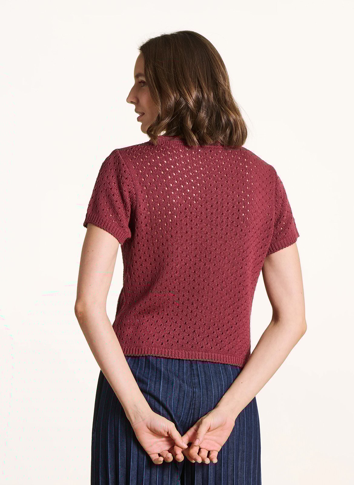 Kurzarm-Pullover aus Häkelstrick LA FEE MARABOUTEE Braun