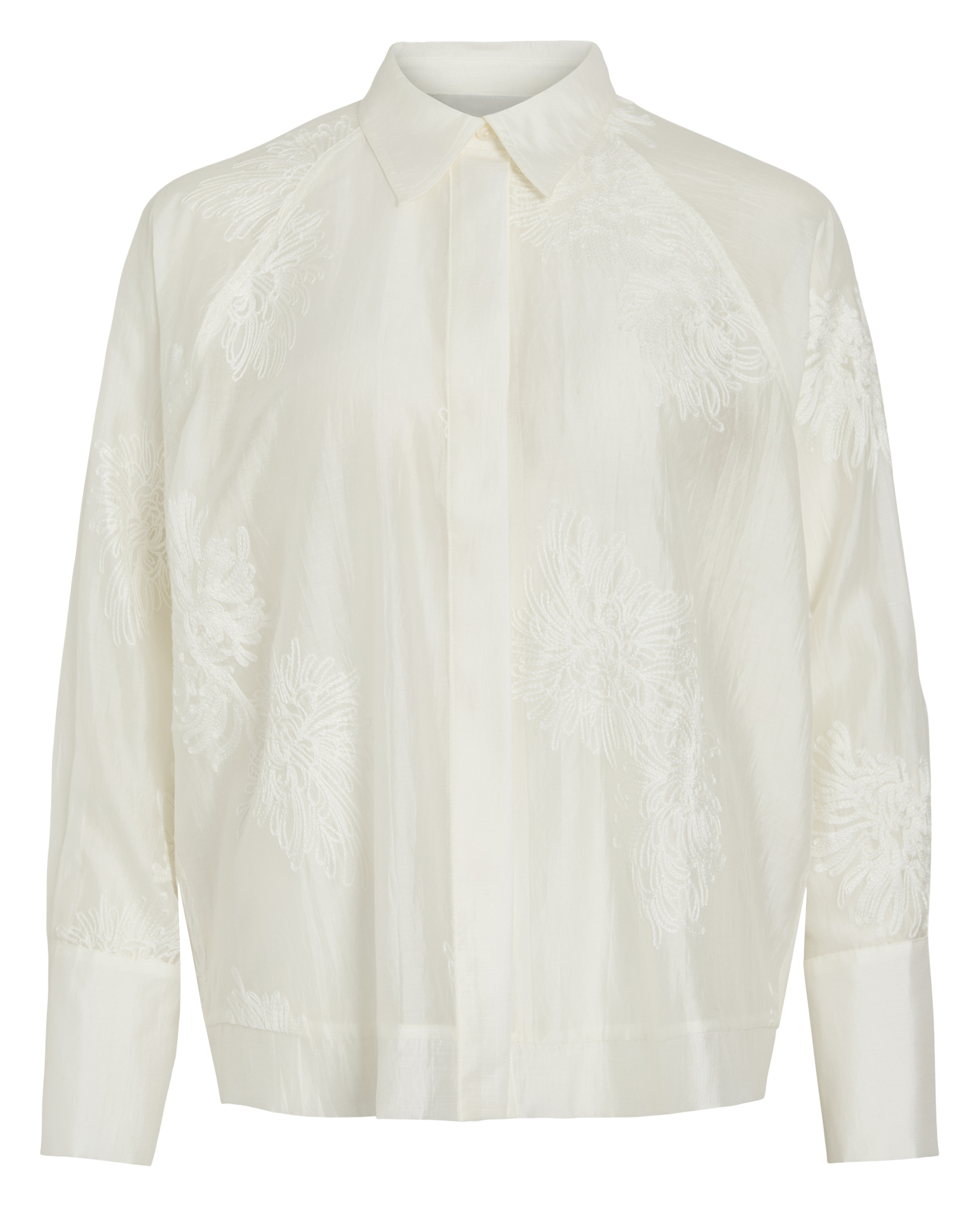 Recht overhemd met borduursel ROUGE EDIT Beige