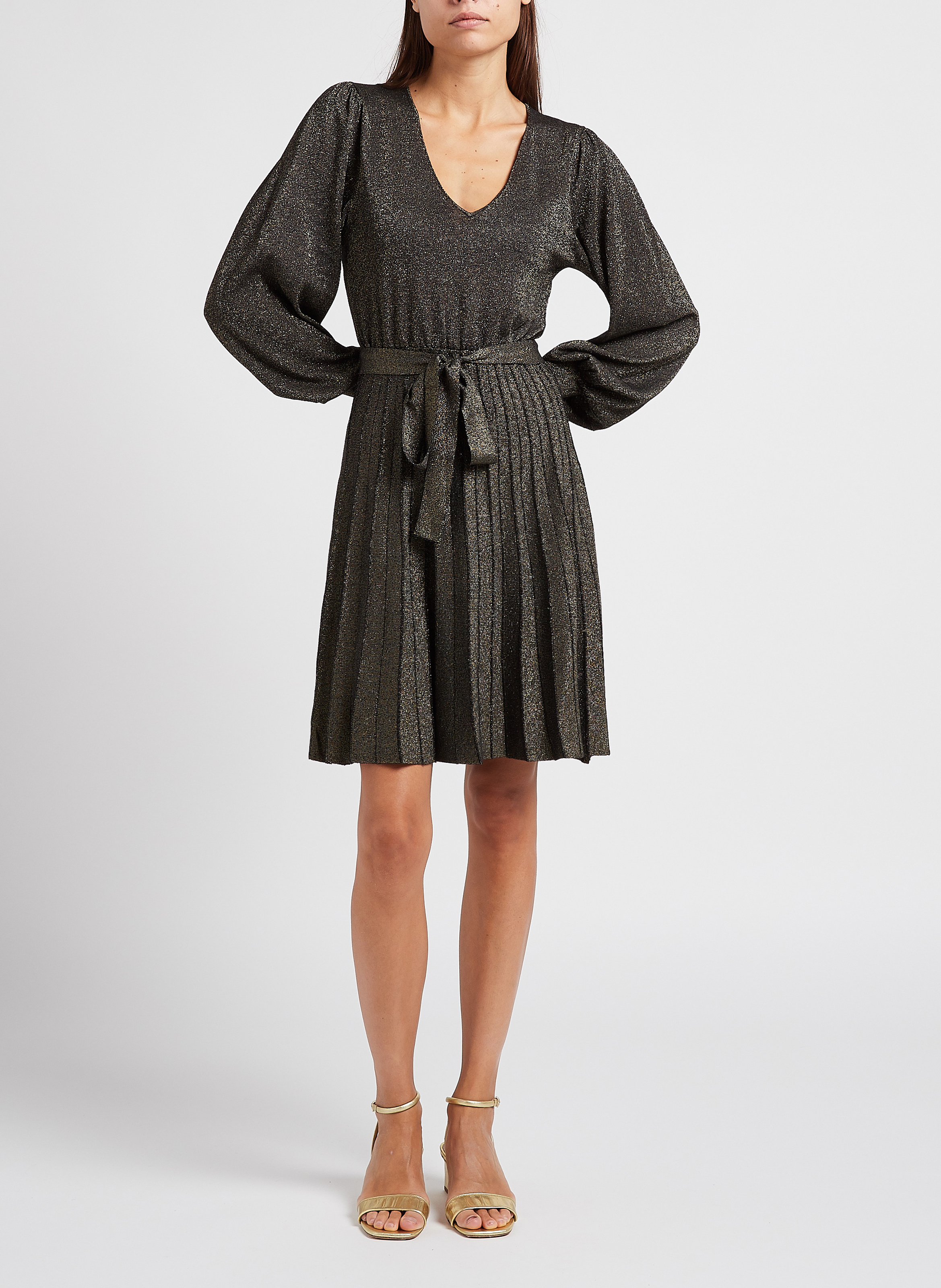 Short fitted V-neck dress TWINSET Black