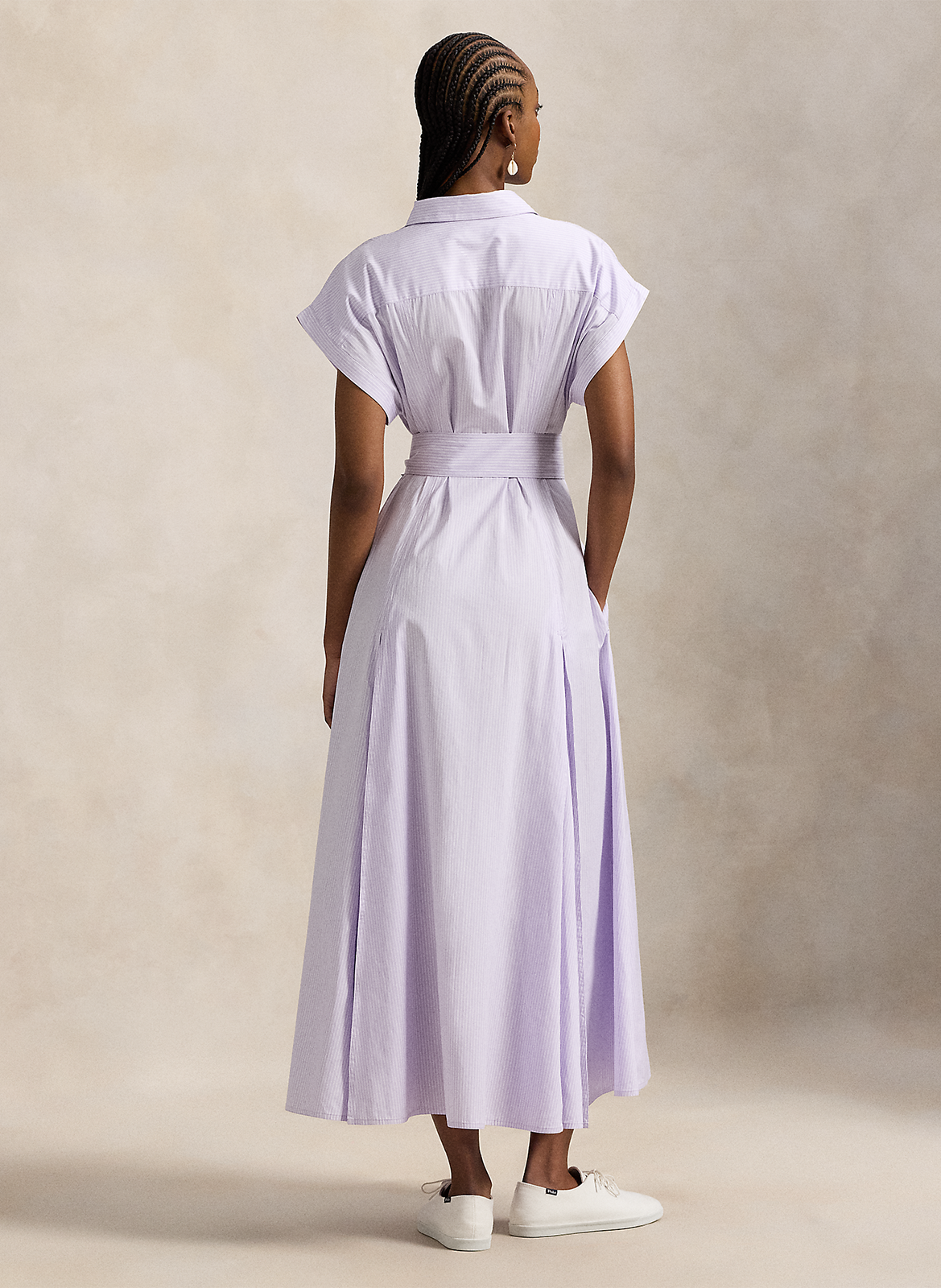 Long cotton dress with classic collar POLO RALPH LAUREN Purple