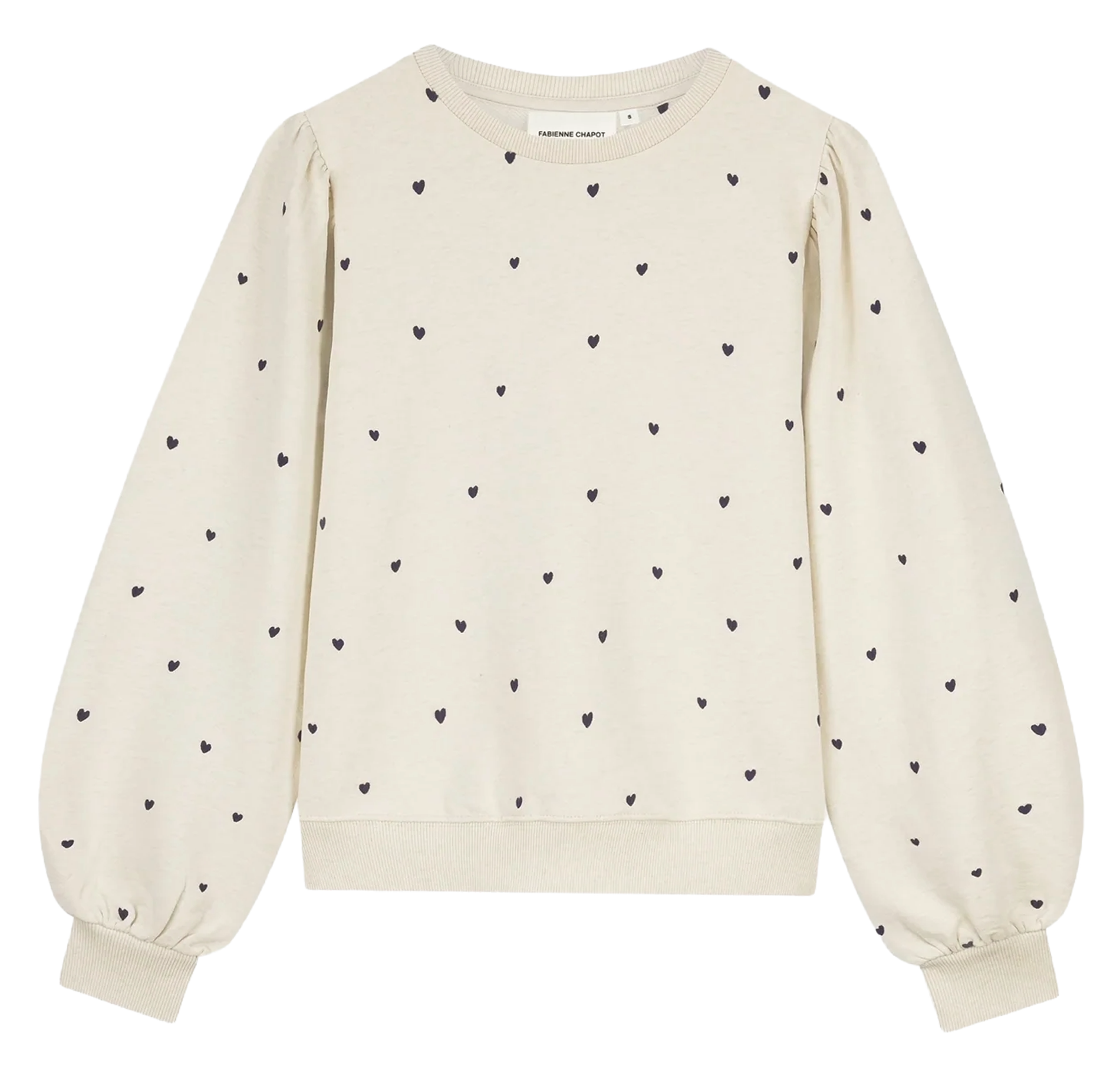 Felpa diritta girocollo ricamata in cotone FABIENNE CHAPOT