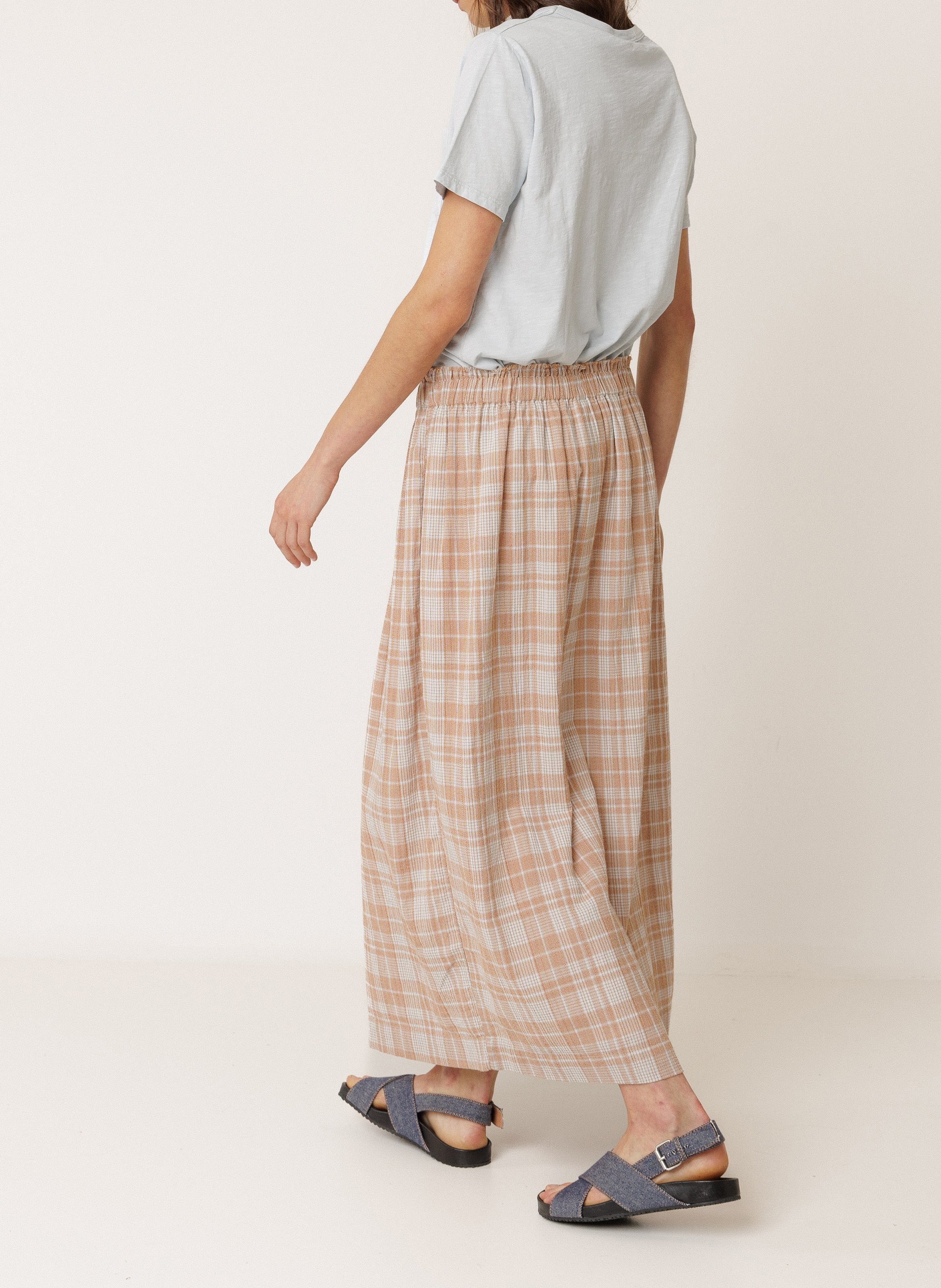 Jupe longue fluide à carreaux INDI & COLD Orange