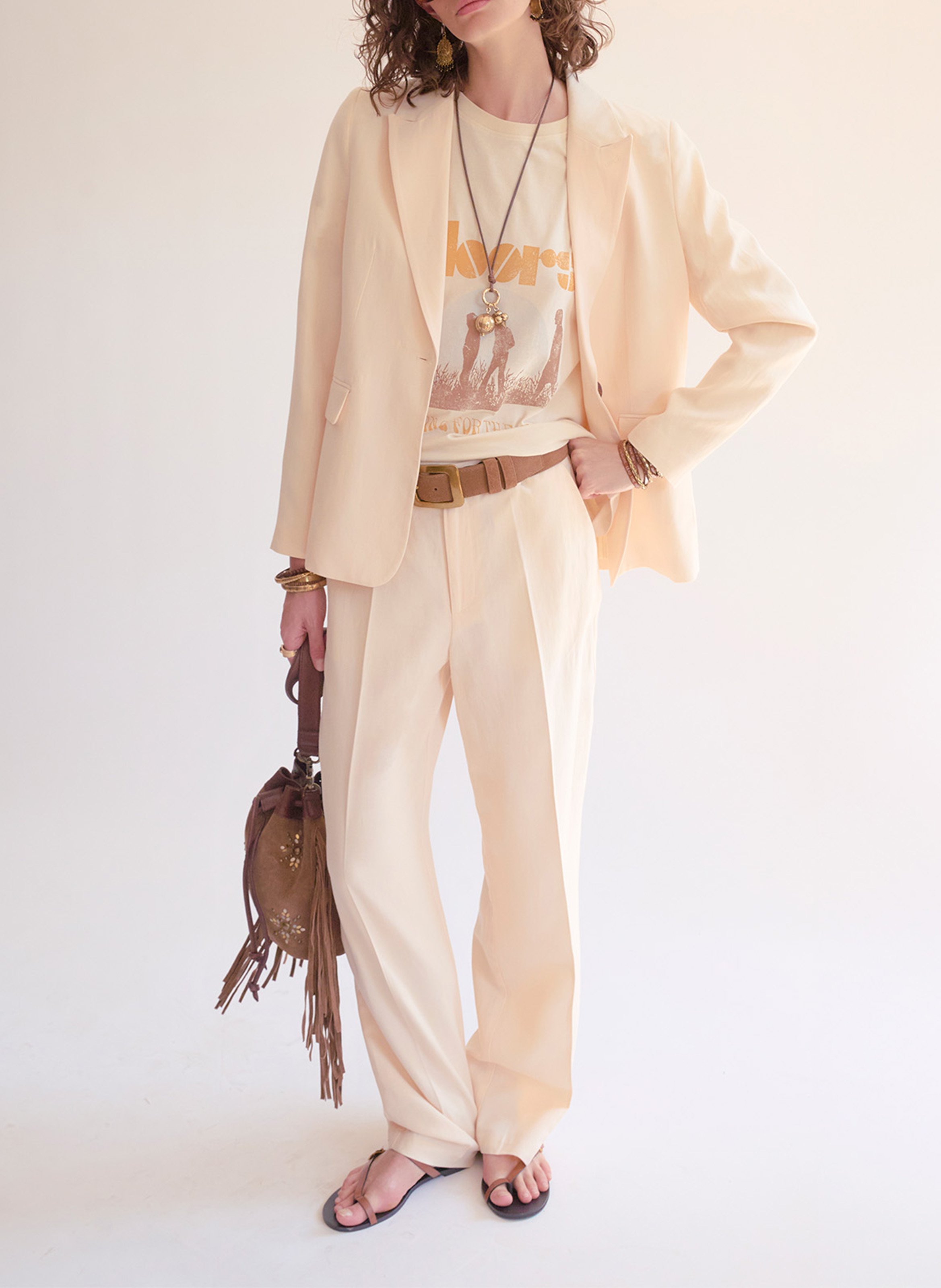 Weit geschnittene Hose MKT Beige